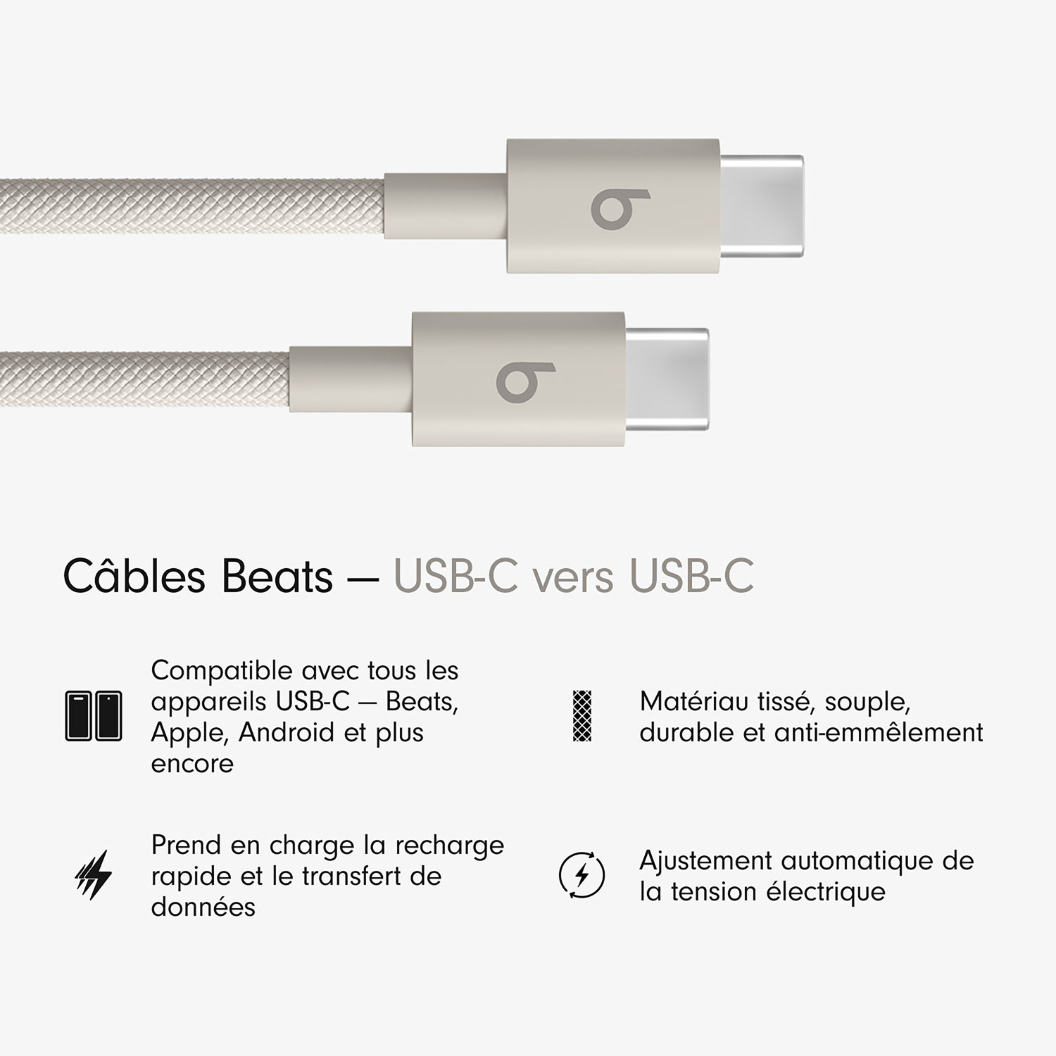 Câble tissé USB-C à USB-C de 1,5 m de Beats By Dr. Dre (MDGD4LL/A) - Gemme éclair