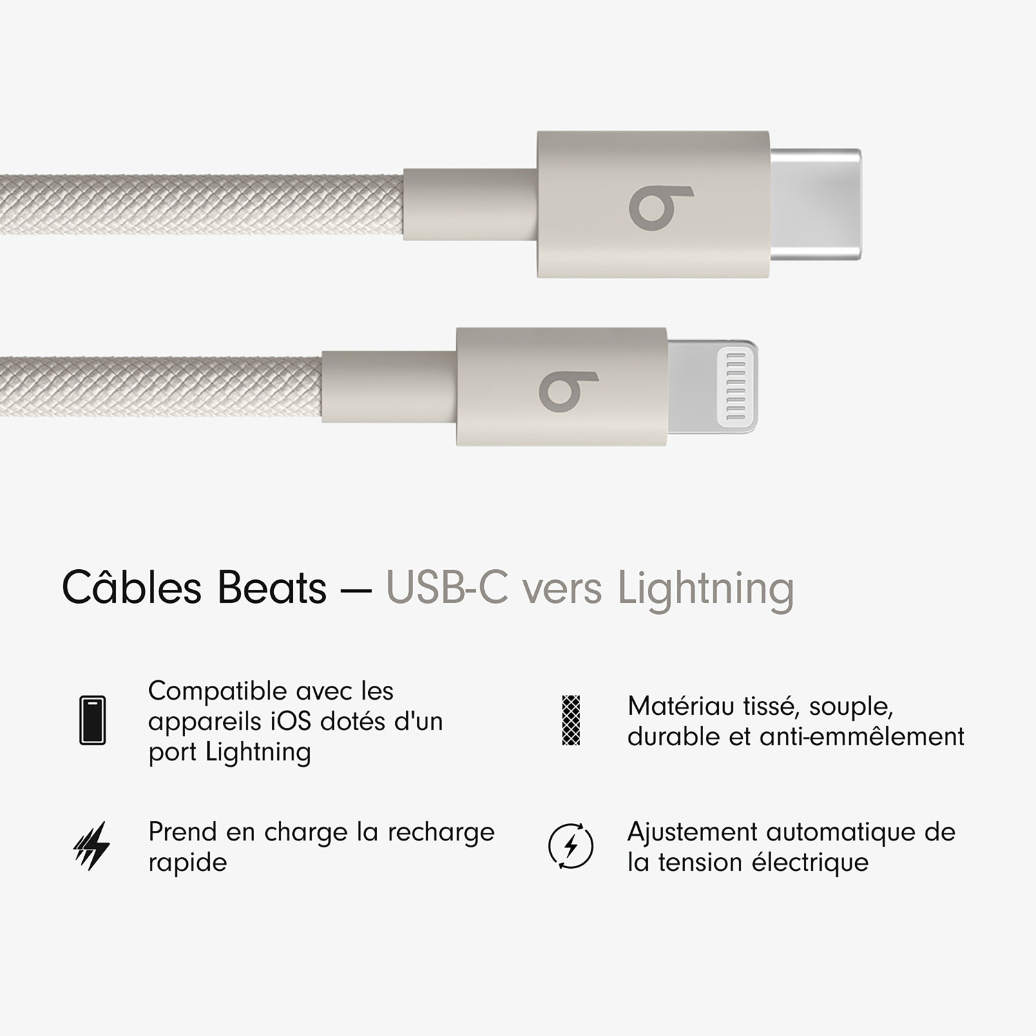 Câble tissé USB-C à Lightning de 1,5 m de Beats By Dr. Dre (MDGL4LL/A) - Gemme éclair