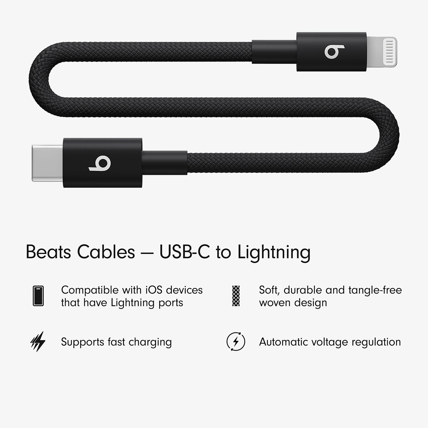 Câble tissé USB-C à Lightning de 0,2 m de Beats By Dr. Dre (MEQM4LL/A) - Noir éclair