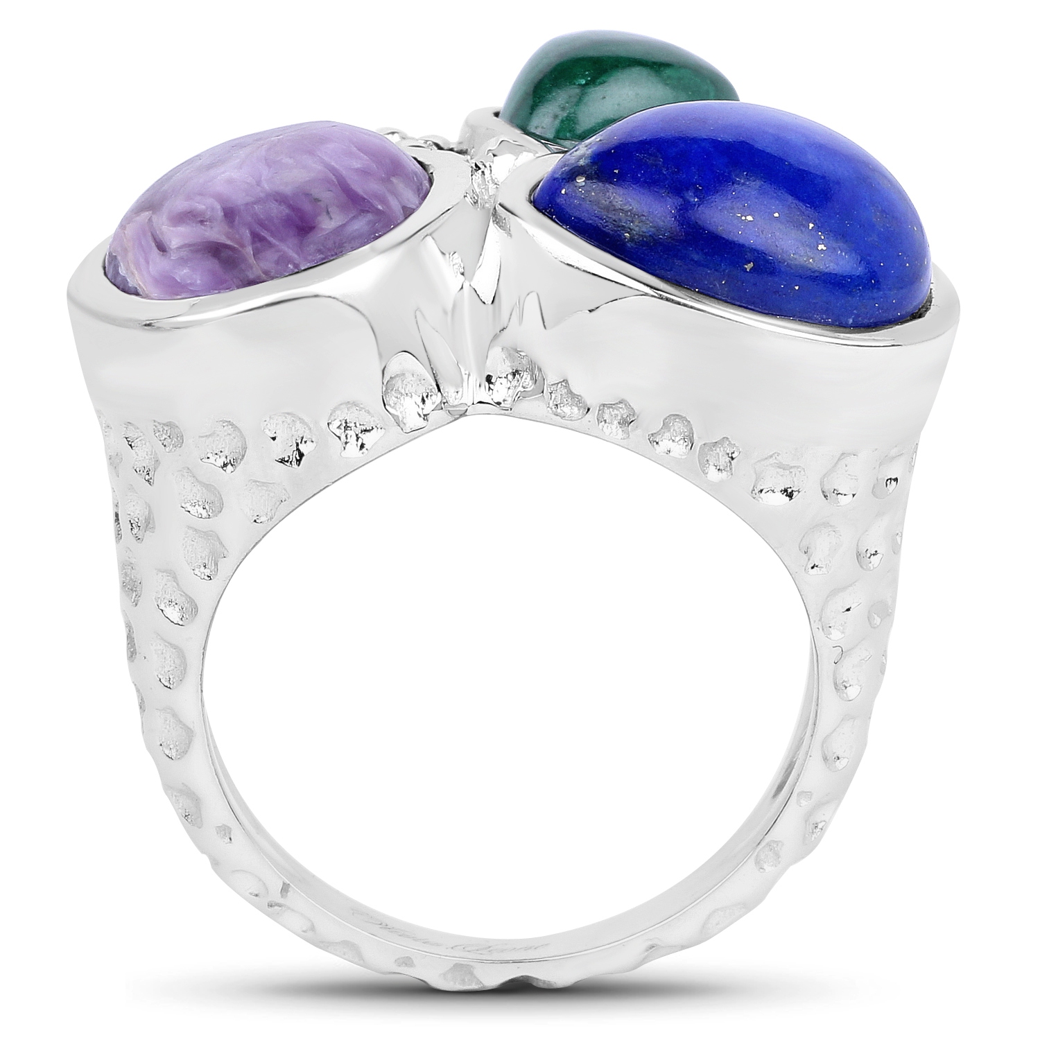 11.23&nbsp;carat Bague .925 en argent sterling, malachite, charolite et lapis véritable