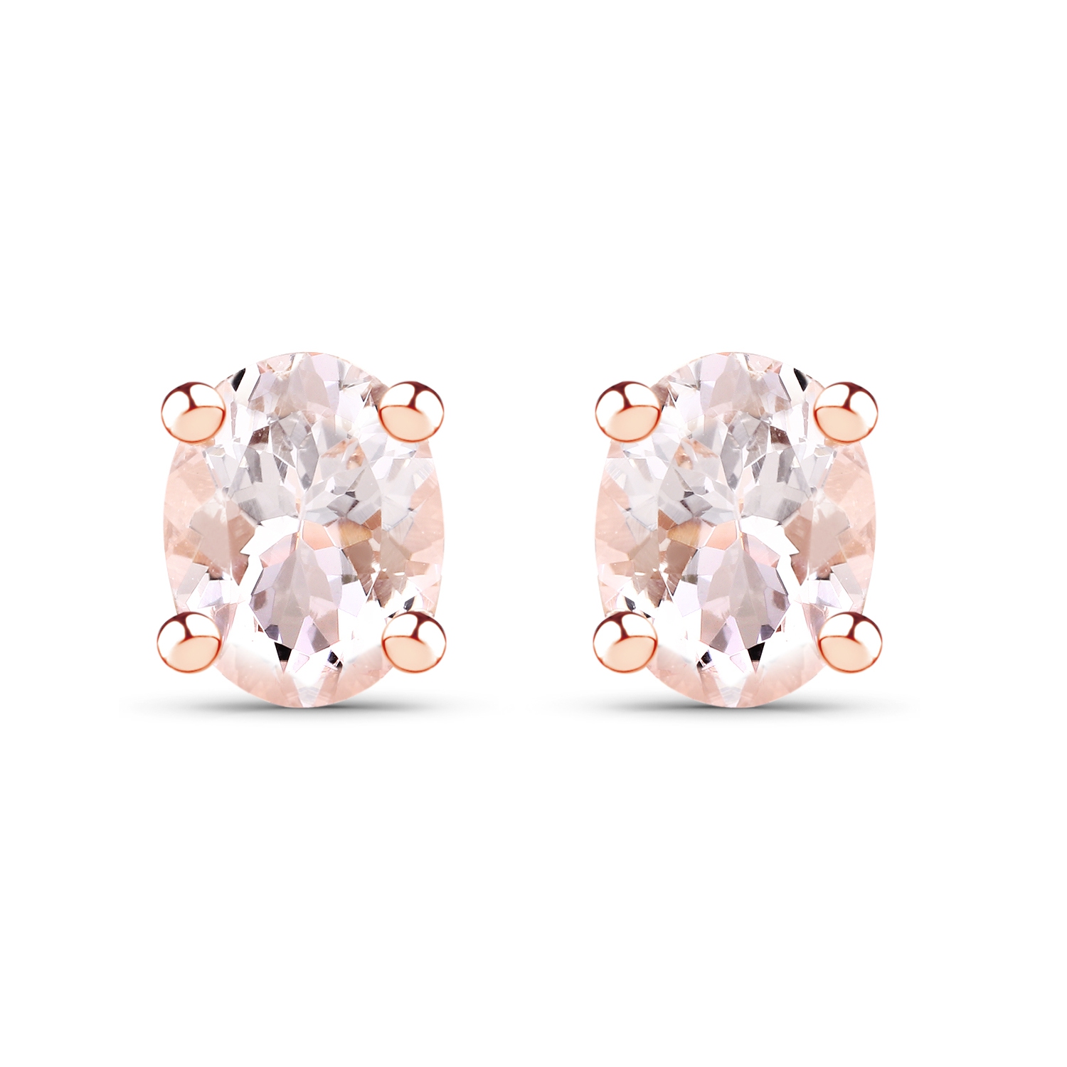 14K Rose Gold Plated 0.50 Carat Genuine Morganite .925 Sterling Silver Earrings