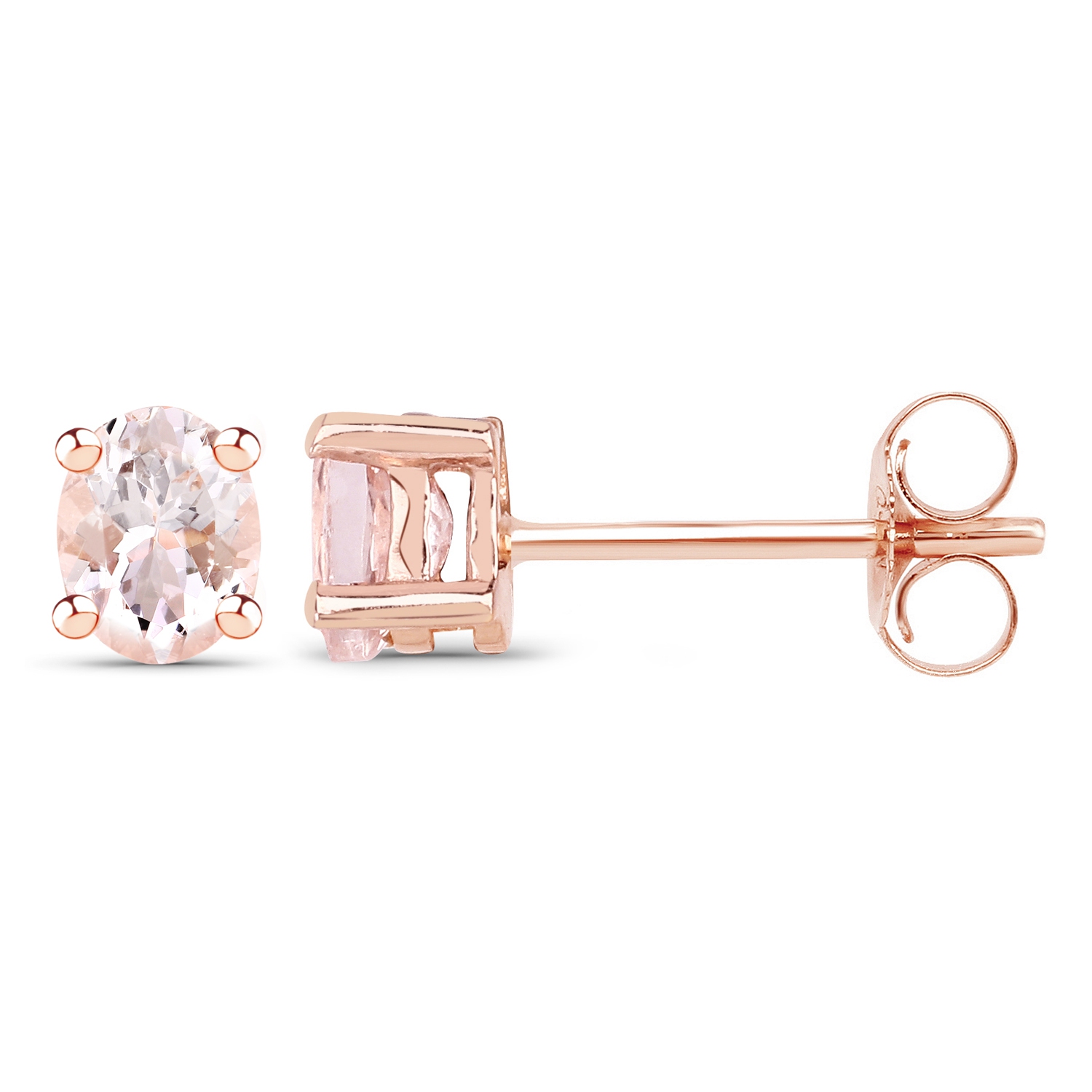 14K Rose Gold Plated 0.50 Carat Genuine Morganite .925 Sterling Silver Earrings