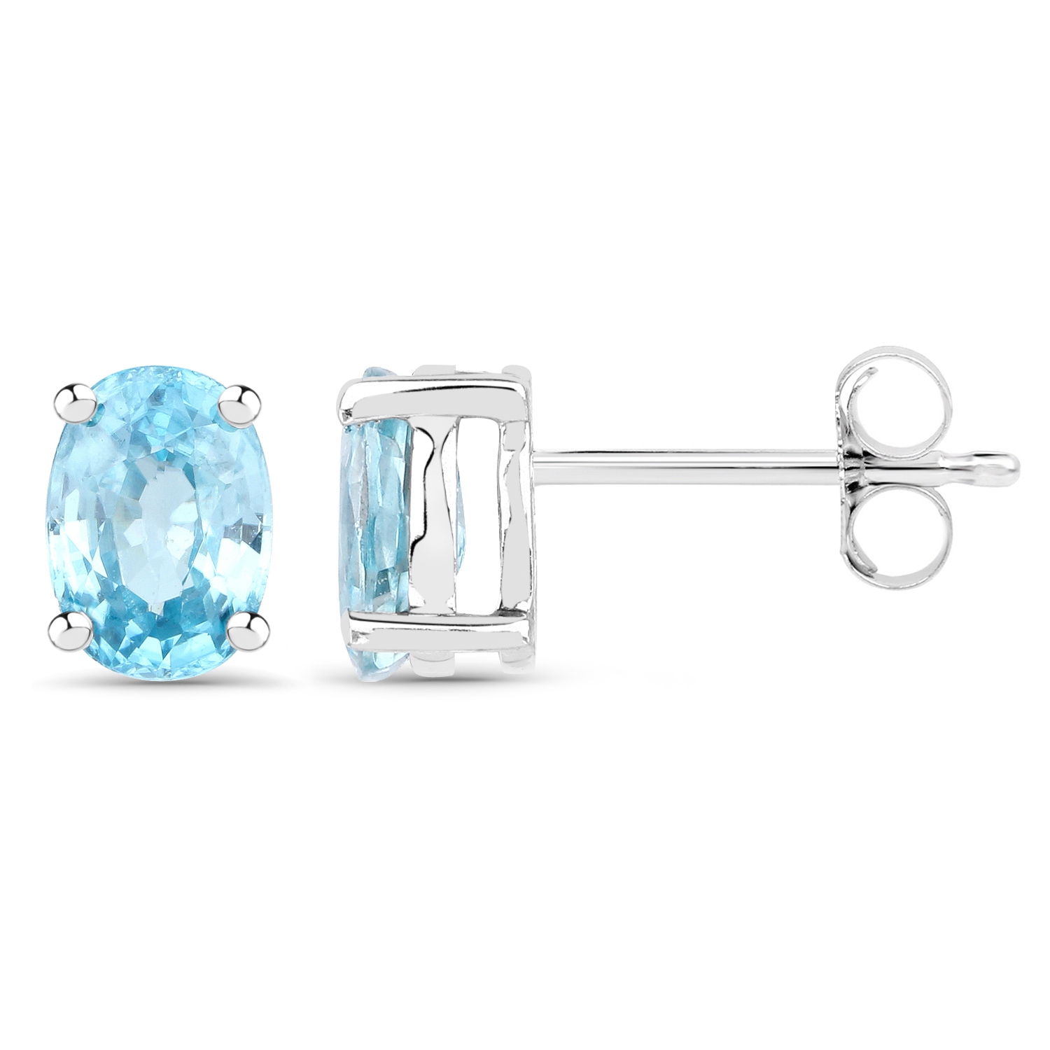 2.40&nbsp;carat Véritable Zircon bleu .925 Boucles d'oreilles en argent sterling