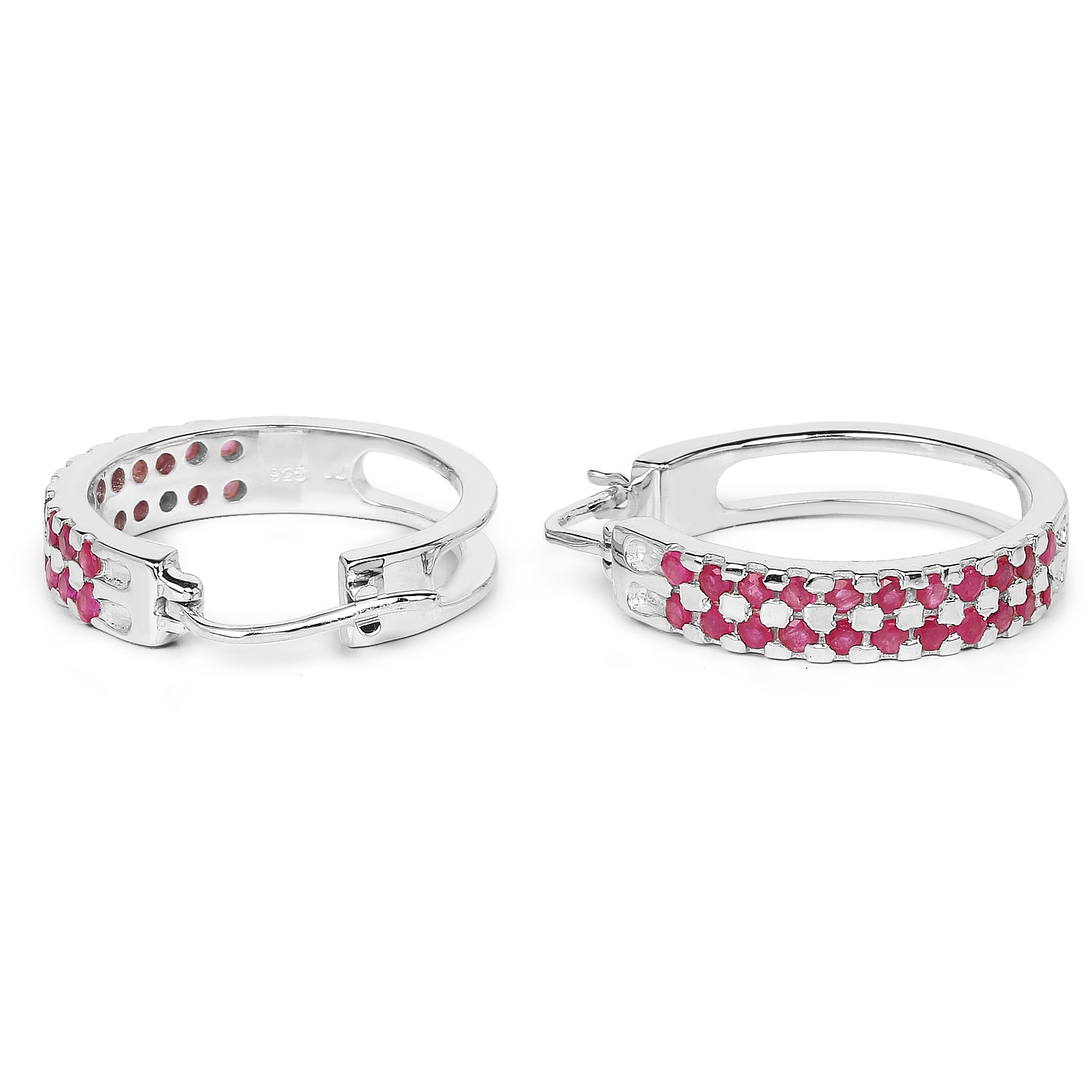 2.20 Carat Genuine Ruby .925 Sterling Silver Earrings