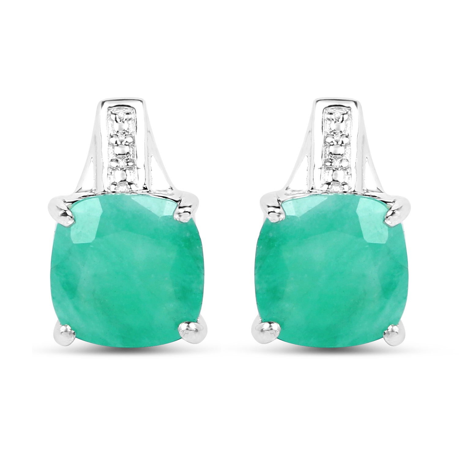 3.20 Carat Genuine Emerald Sterling Silver Earrings