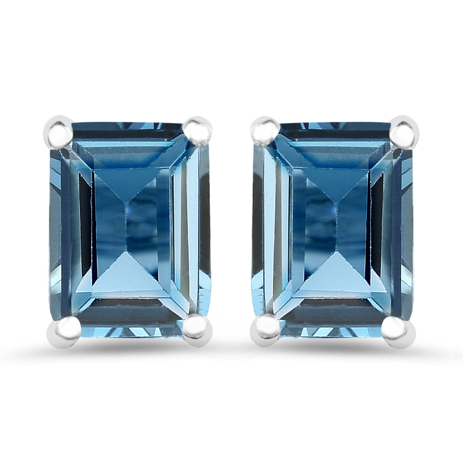 3.90 Carat Genuine London Blue Topaz .925 Sterling Silver Earrings