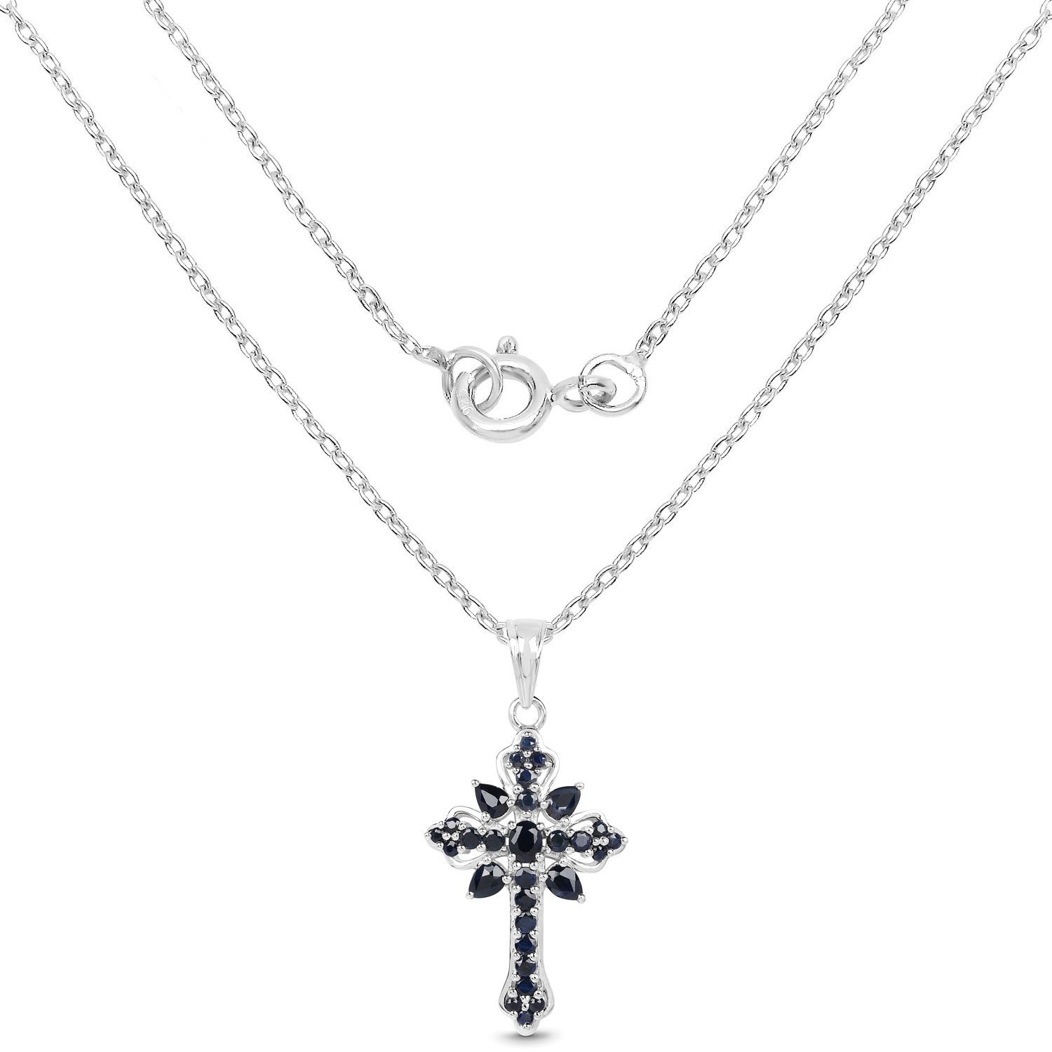 Pendentif en argent sterling avec saphir bleu véritable 1.52&nbsp;carat