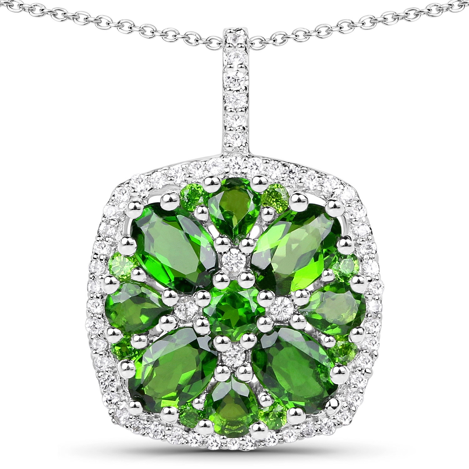 3.25&nbsp;carat Pendentif en croix chrome véritable et Zircon blanc .925 en argent sterling