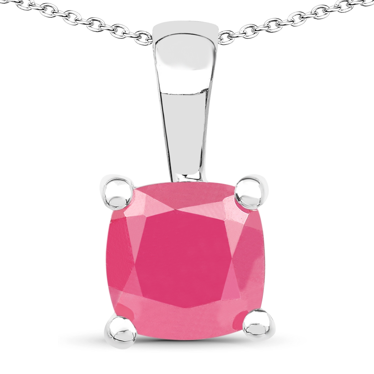 3.00 carat Pendentif .925 en argent sterling, émeraude véritable, rubis rempli de verre et saphir rempli de verre