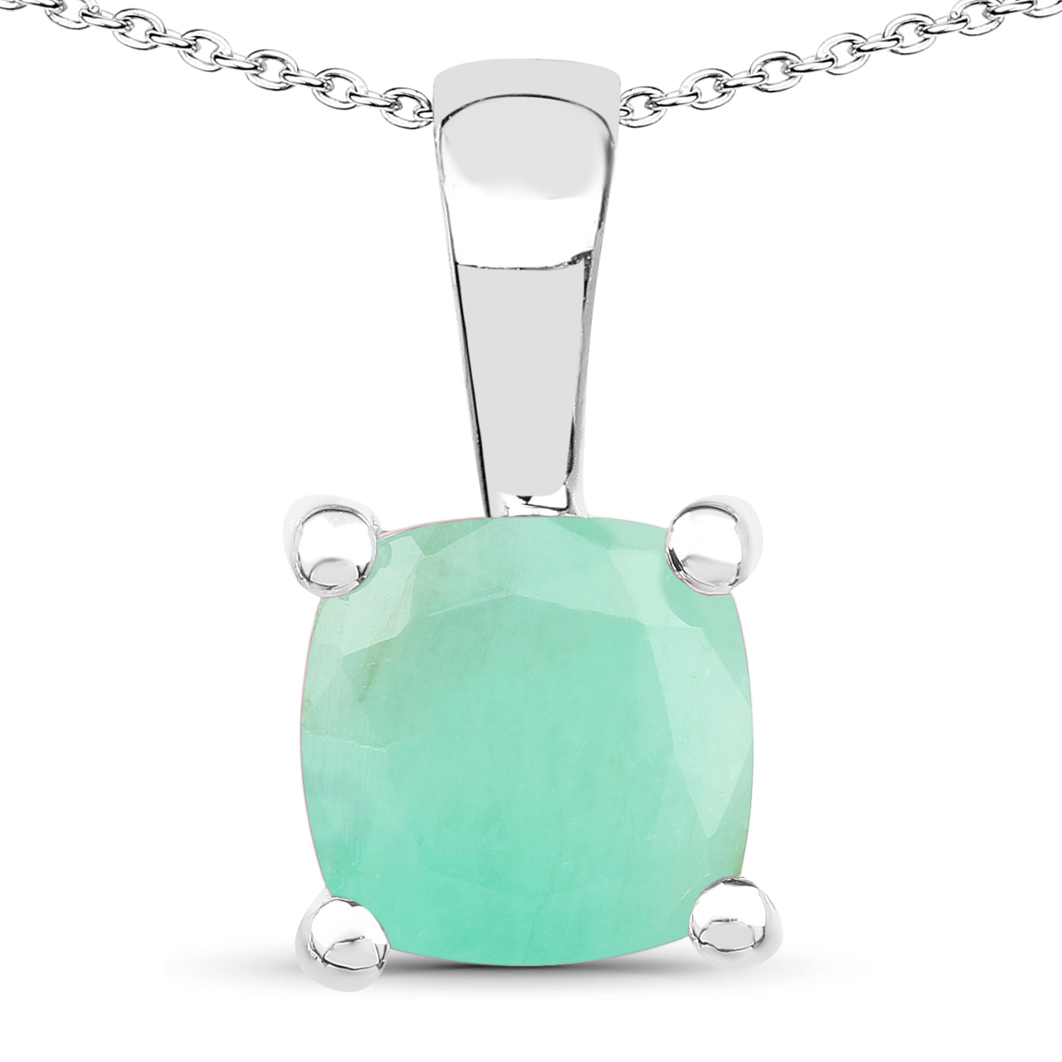 3.00 carat Pendentif .925 en argent sterling, émeraude véritable, rubis rempli de verre et saphir rempli de verre