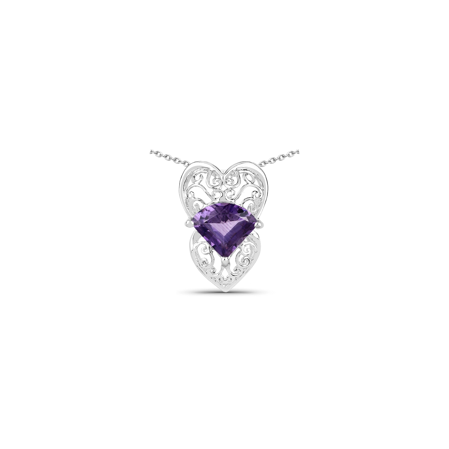 7.80 ct Genuine Amethyst .925 Sterling Silver Pendant