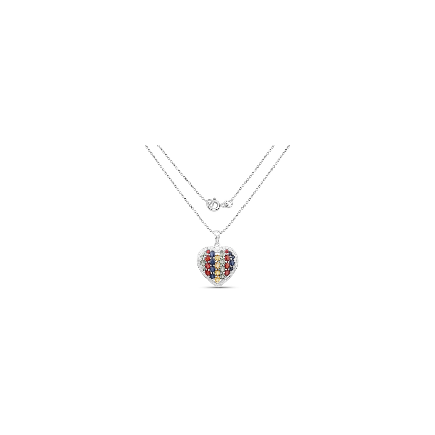 4.40 Carat Genuine Multi Stones .925 Sterling Silver Pendant