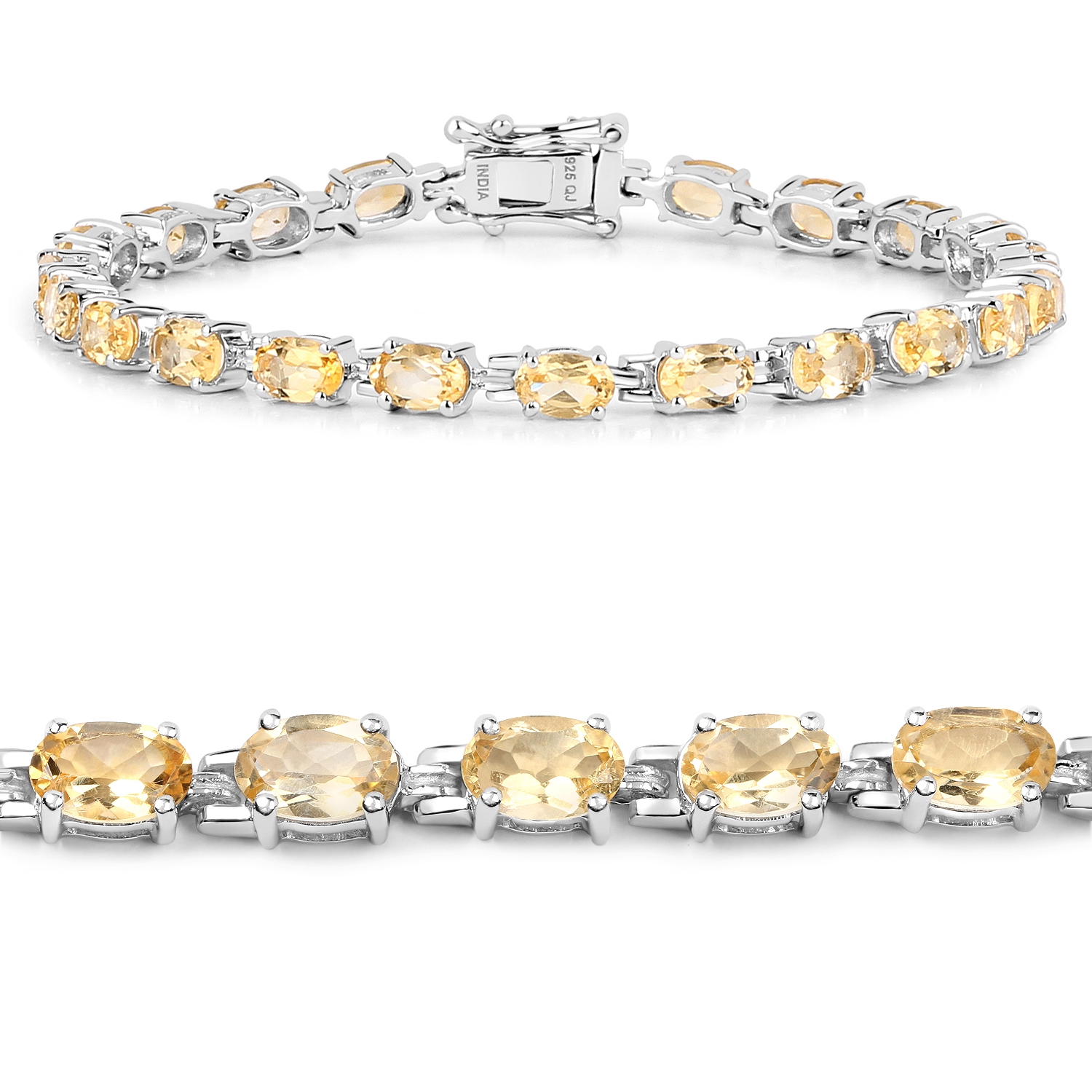 9.03&nbsp;carat Bracelet .925 en argent sterling, citrine véritable