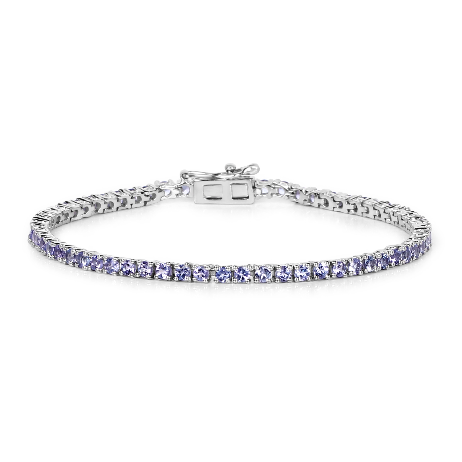 4.34&nbsp;carat Bracelet .925 en argent sterling avec tanzanite véritable