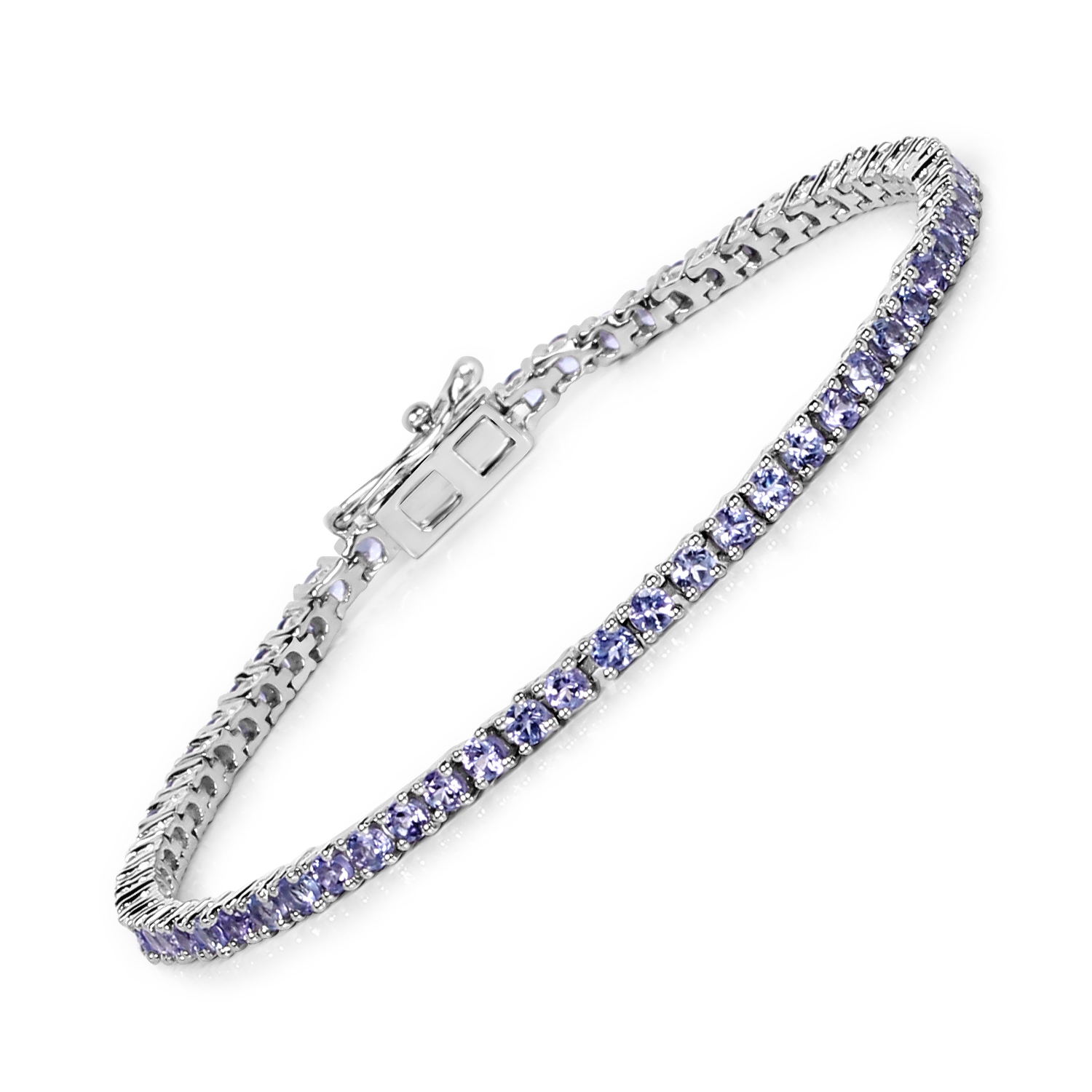 4.34&nbsp;carat Bracelet .925 en argent sterling avec tanzanite véritable