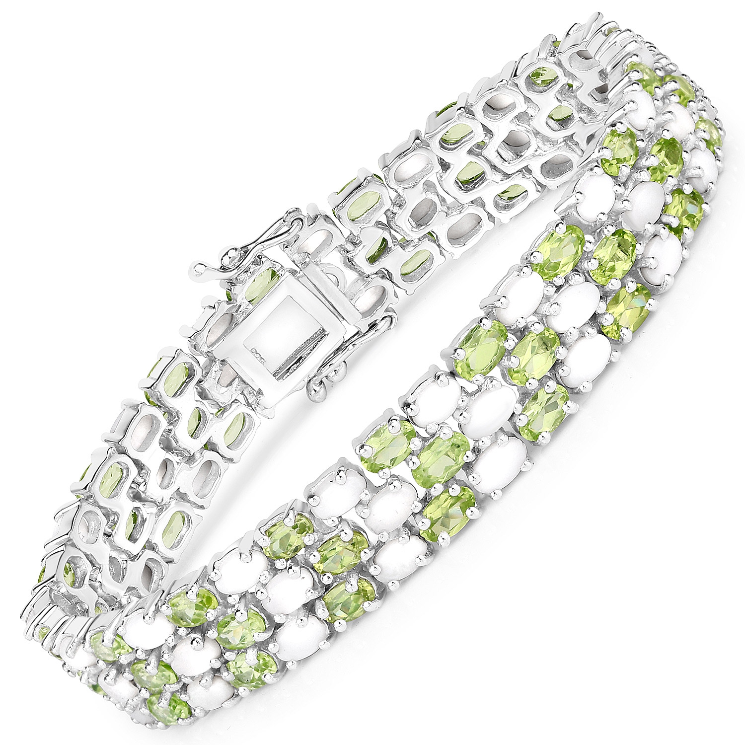19.73&nbsp;carat Bracelet en argent sterling, opale véritable et péridot .925