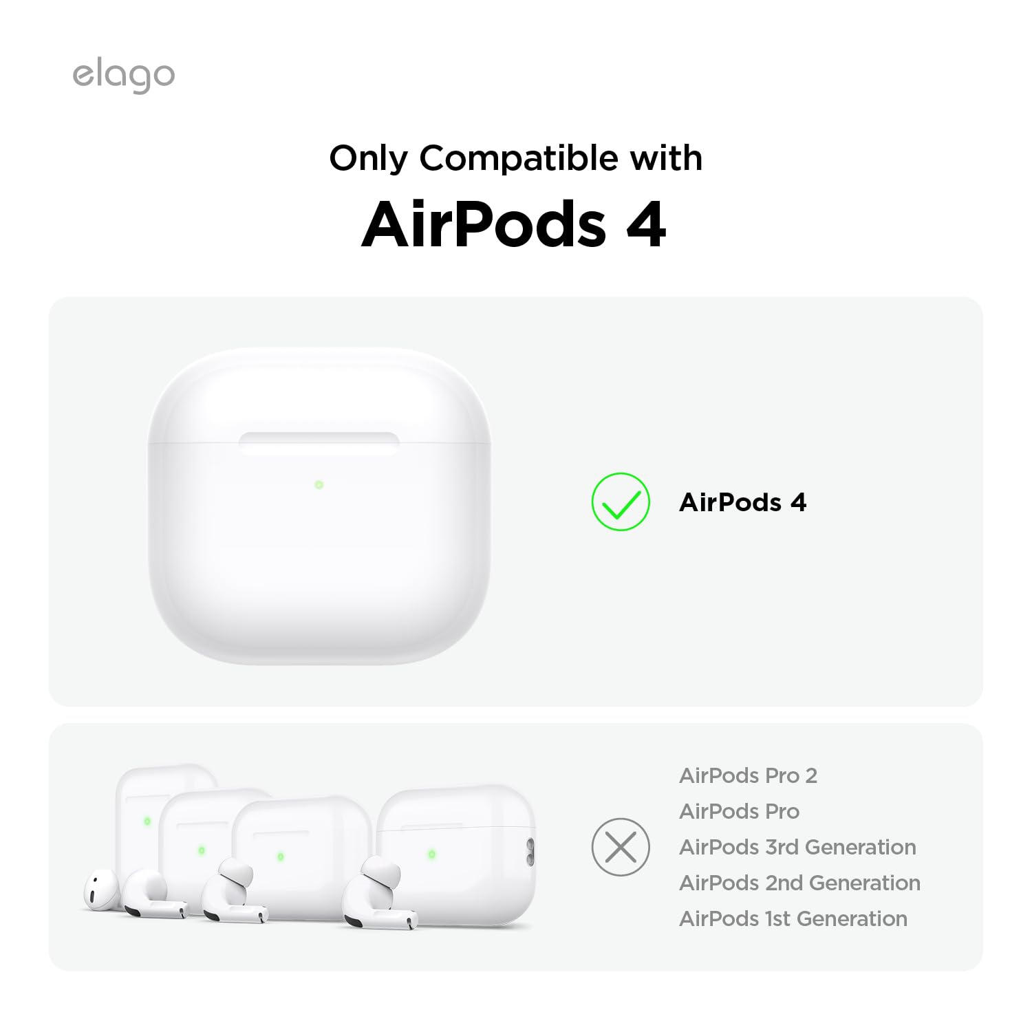elago Armor Compatible with AirPods 4 Case - for AirPods 4th Generation Cover, Carabiner Included, Supports Wireless Charging, Shock Resistant, Full