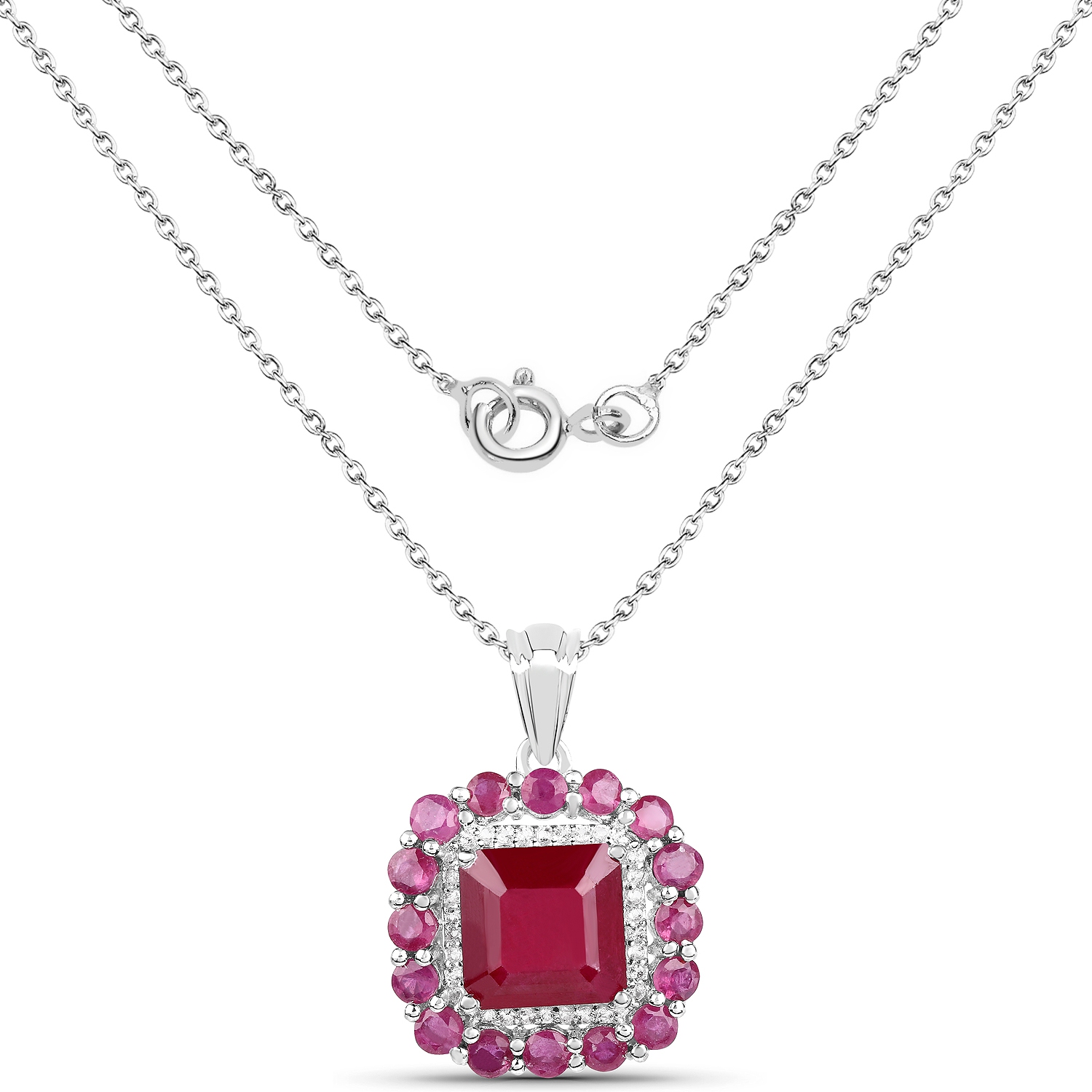 8.48&nbsp;carat Pendentif .925 en argent sterling, rubis garnis de verre et topaze blanche