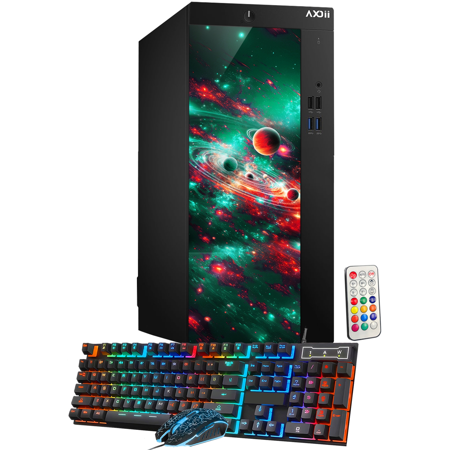 Refurbished (Excellent) - AXOII RGB Gaming PC Desktop Computer, Intel Core i5 Processor Upto 4.1GHz, GeForce RTX 3050 6GB, 32GB RAM, 1TB NVMe, Wi-Fi, Bluetooth - Windows 11 Pro