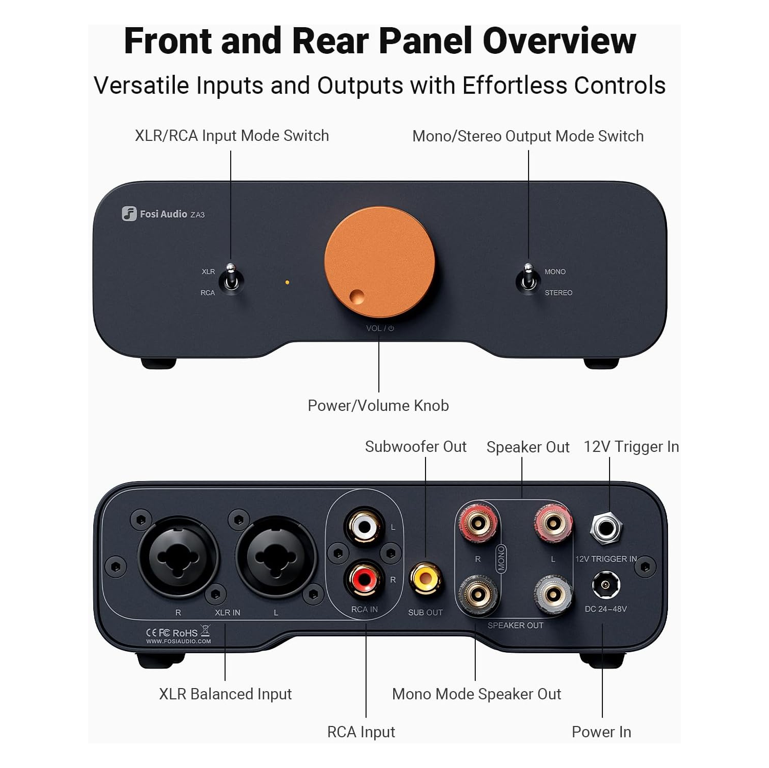Amplificateur stéréo équilibré 2 canaux audio pour la maison ZA3 de Fosi Audio