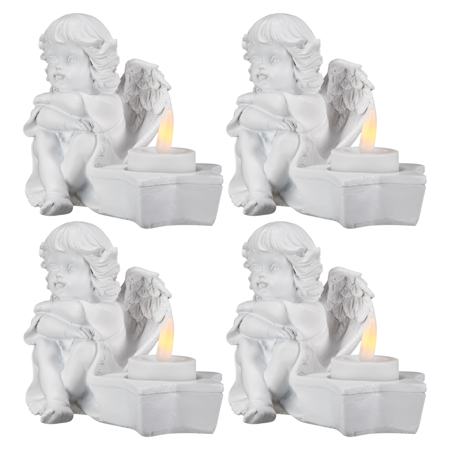 Porte-bougie chauffe-plat sans flamme de Cherub Angels - 5,5 po - Ensemble de 4