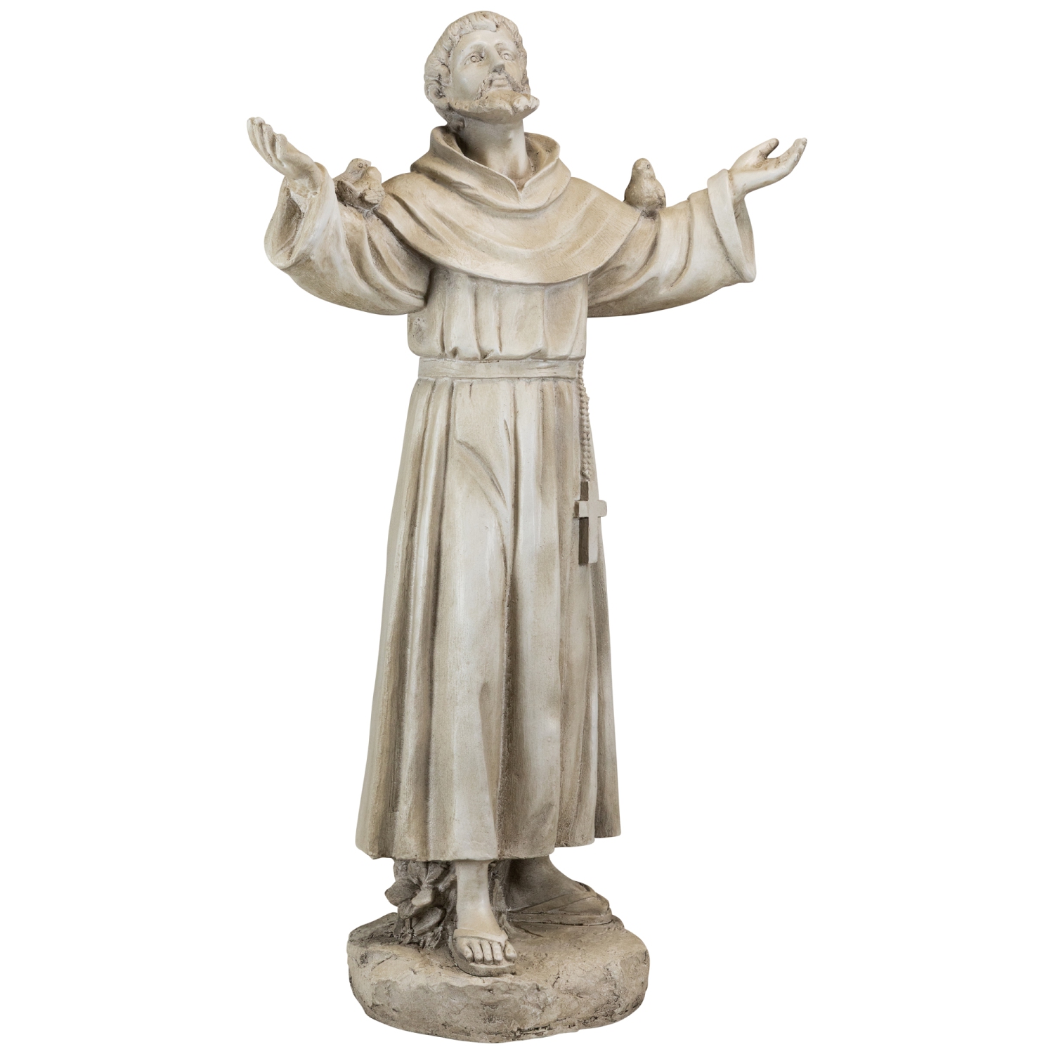 Statue de jardin d'extérieur St. Francis of Assisi avec oiseaux - 24 po