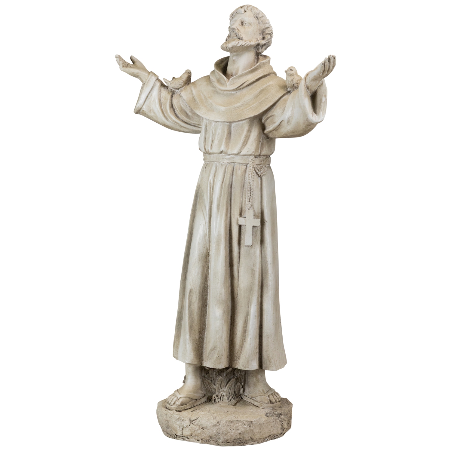 Statue de jardin d'extérieur St. Francis of Assisi avec oiseaux - 24 po