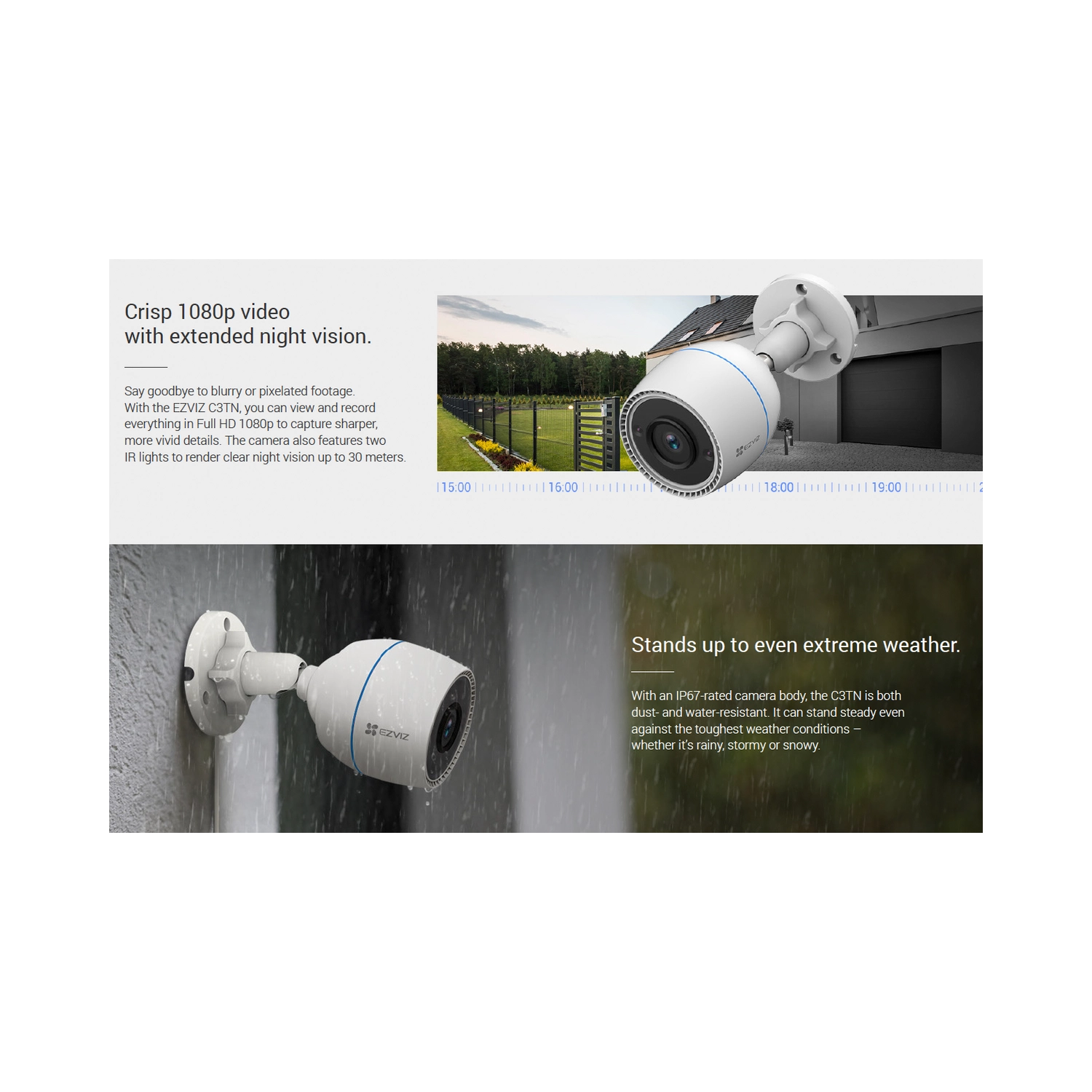 Caméra de surveillance extérieure Wi-Fi HD intégrale 1080p C3TN d'EZVIZ