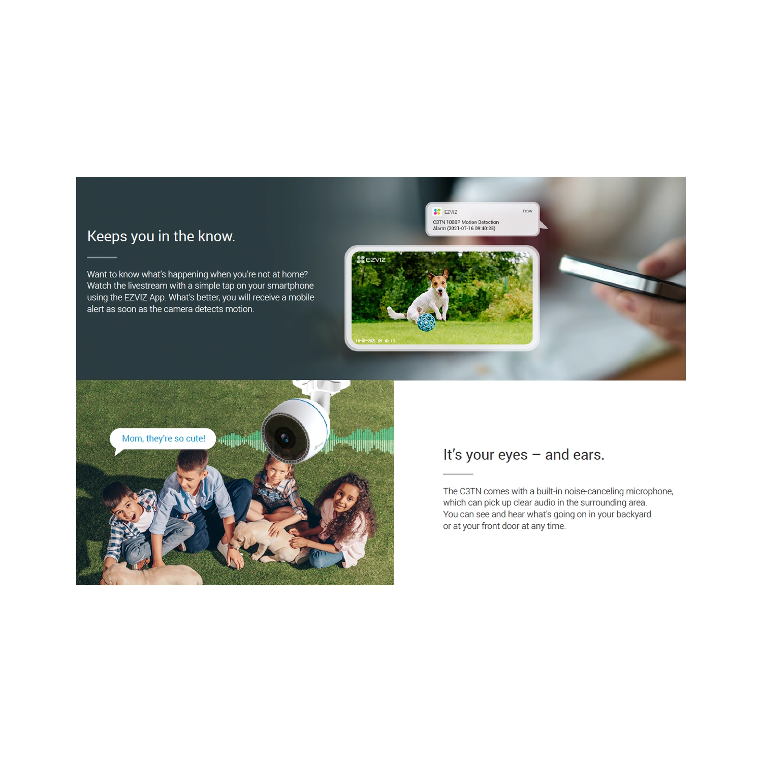 Caméra de surveillance extérieure Wi-Fi HD intégrale 1080p C3TN d'EZVIZ