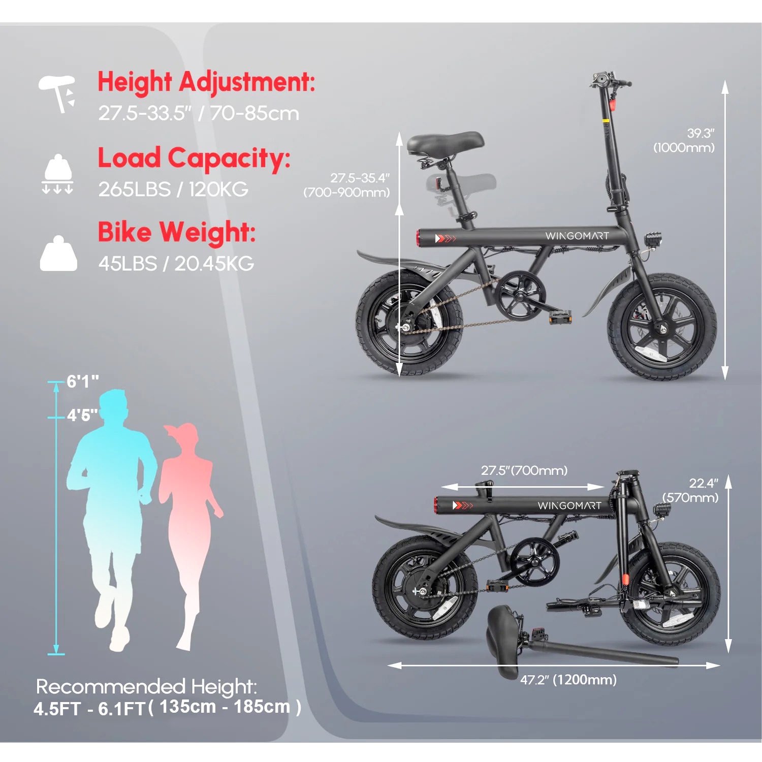 Vélo électrique pour adultes Autonomie de batterie de 16 po jusqu'à 50 km avec moteur 350 W | Vélo électrique pliable,Vélo électrique