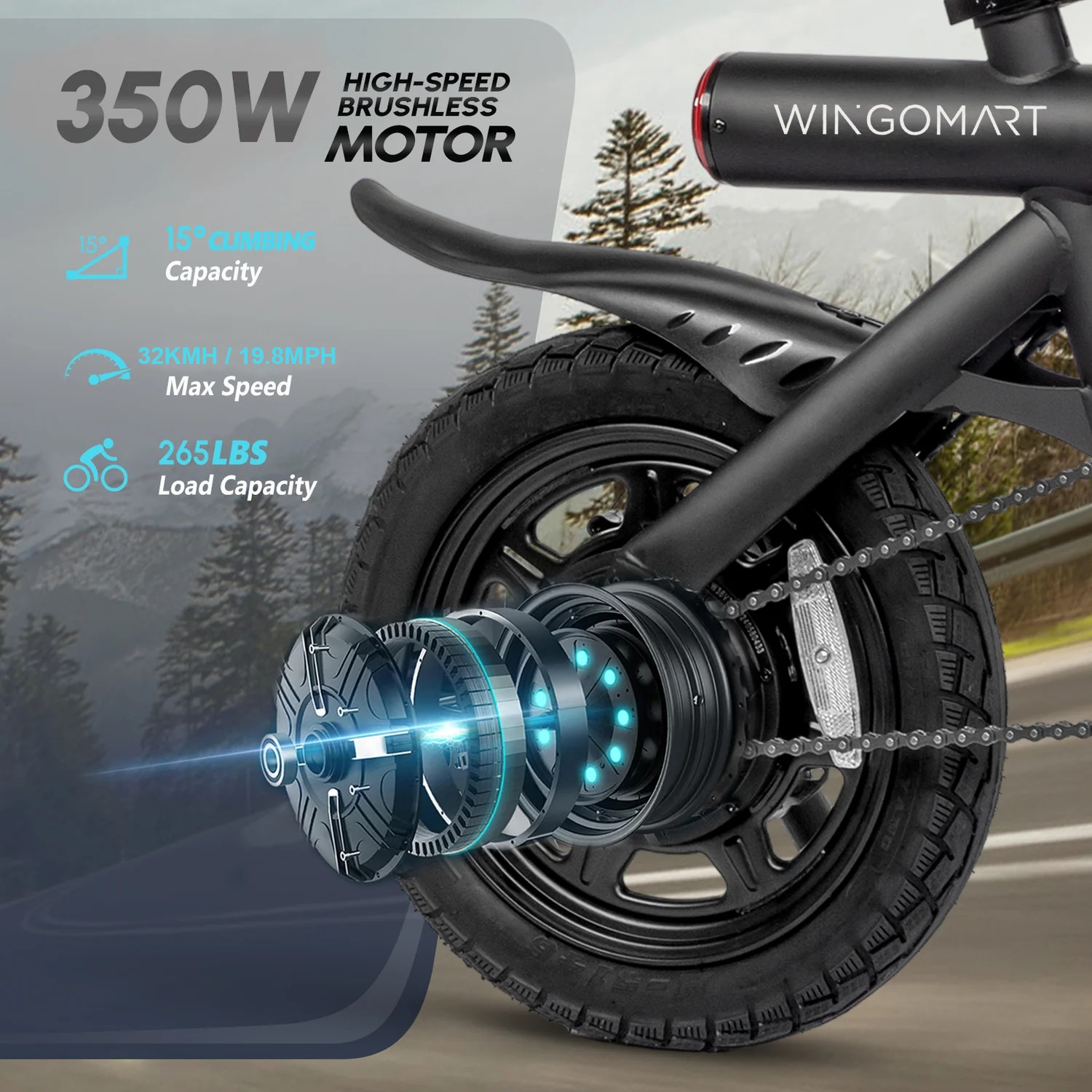 Vélo électrique pour adultes Autonomie de batterie de 16 po jusqu'à 50 km avec moteur 350 W | Vélo électrique pliable,Vélo électrique