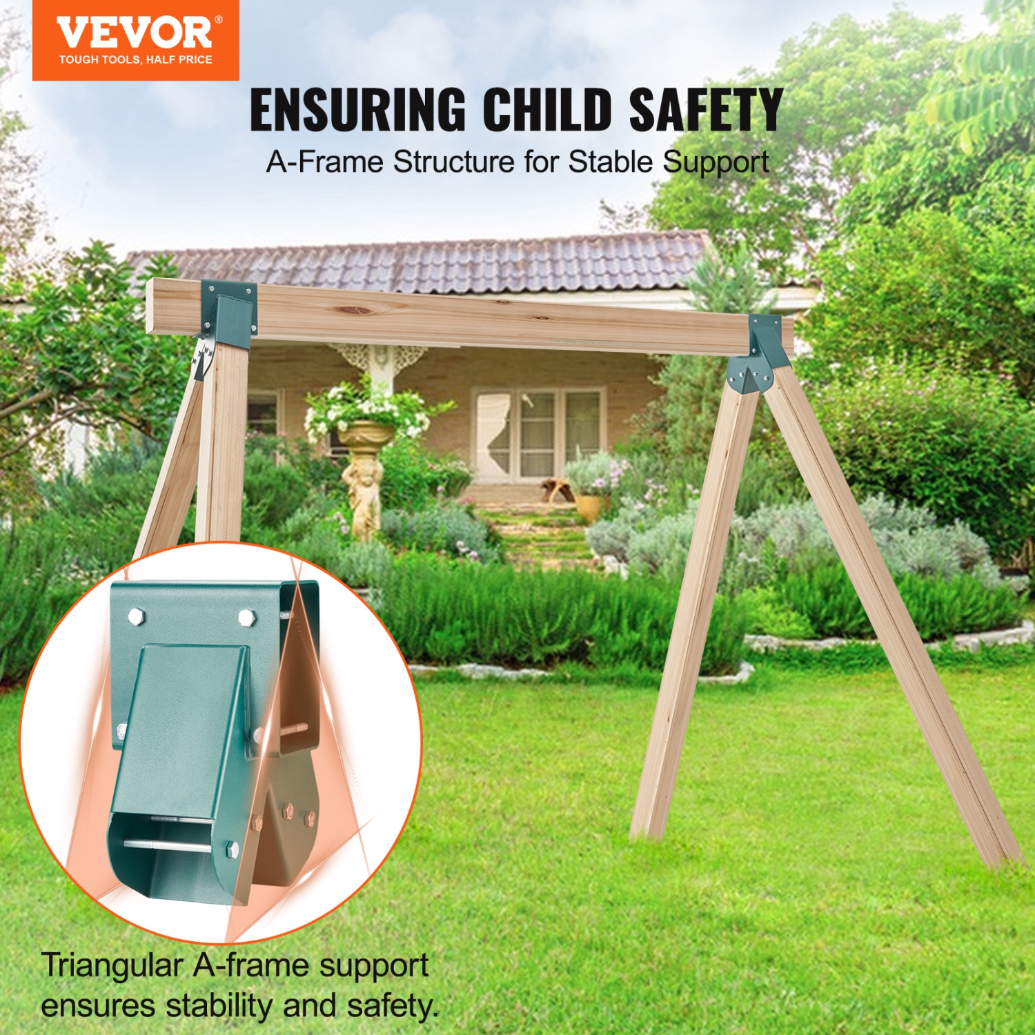 VEVOR A-Frame Middle Swing Set Brackets, Heavy Duty Carbon Steel Swing Set with Mounting Hardware, DIY Swing Set Bracket Swing Set Kit for 4x4 Legs &