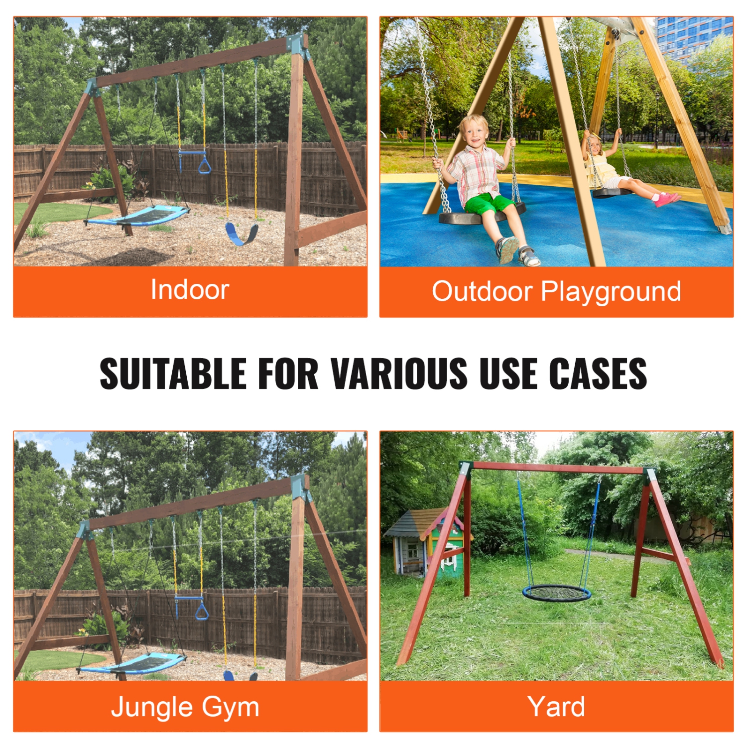 VEVOR A-Frame Middle Swing Set Brackets, Heavy Duty Carbon Steel Swing Set with Mounting Hardware, DIY Swing Set Bracket Swing Set Kit for 4x4 Legs &