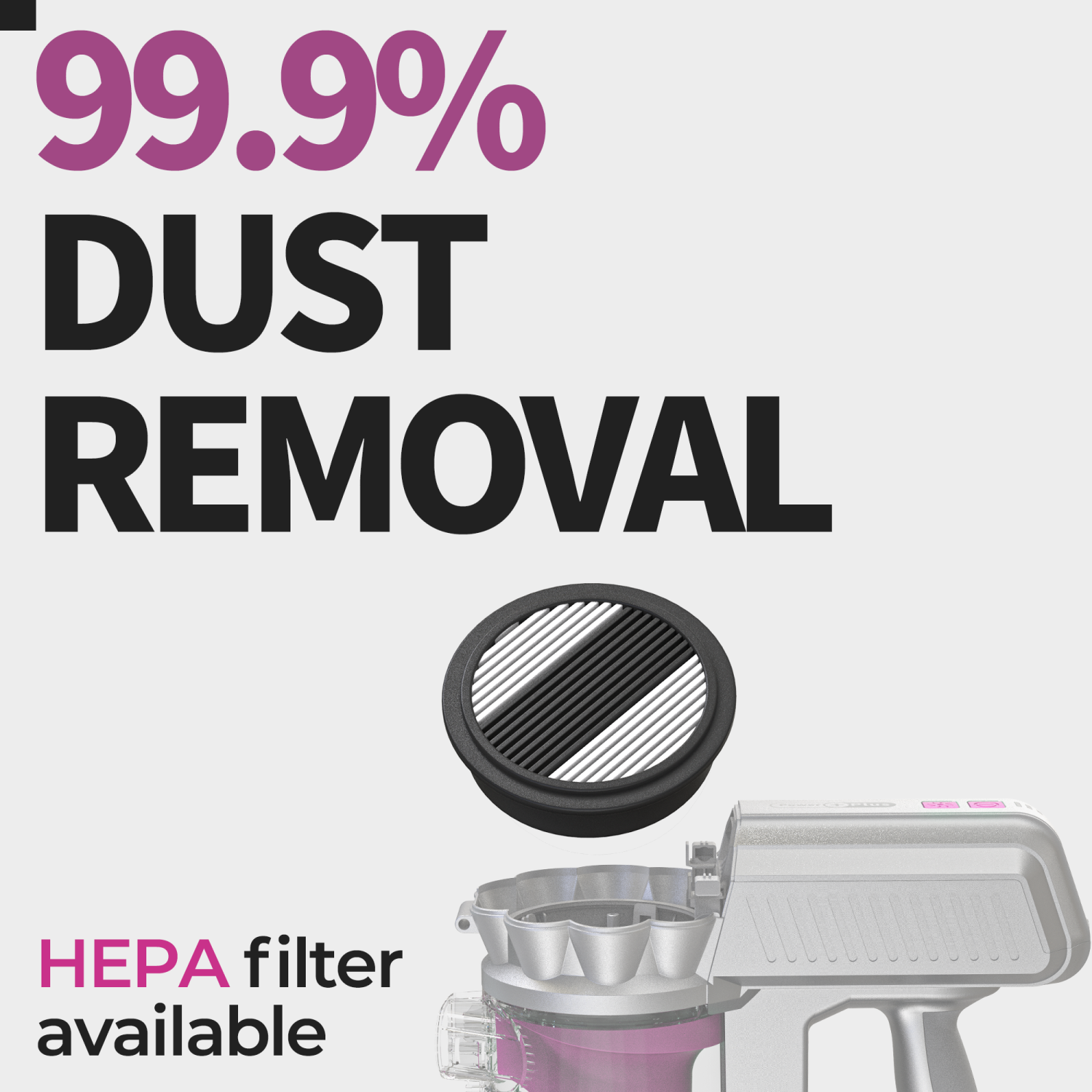 Aspirateur-balai sans fil ROOMIE TEC R3, puissance d'aspiration sans fond, jusqu'à 43 Min, avec filtration HEPA