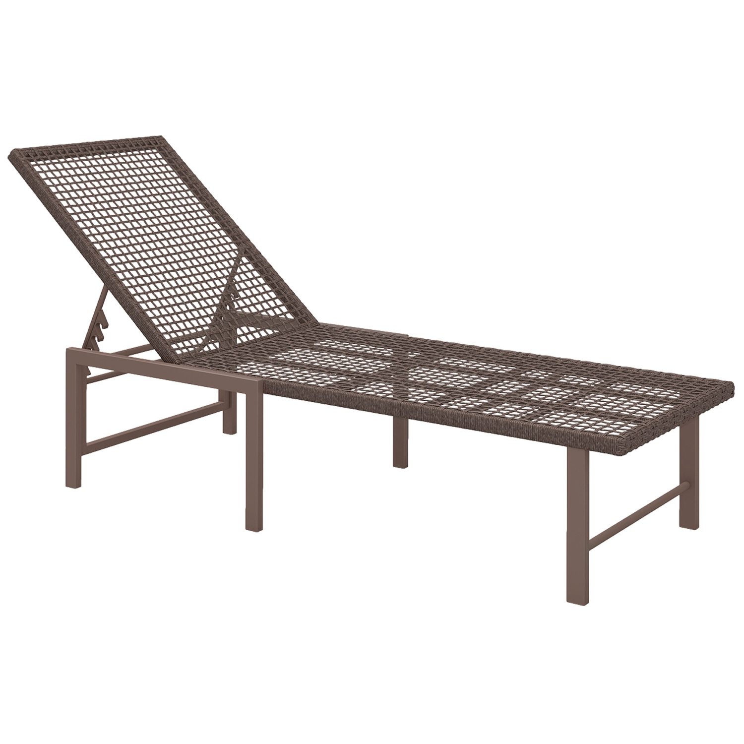 Outsunny Wicker Chaise Lounge Chair Outdoor Patio Lounger with 5 Adjustable Backrest, Rattan Reclining Sun Tanning Chair with Steel Frame for Garden