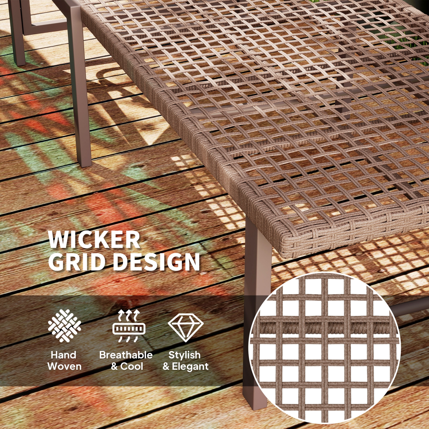 Outsunny Wicker Chaise Lounge Chair Outdoor Patio Lounger with 5 Adjustable Backrest, Rattan Reclining Sun Tanning Chair with Steel Frame for Garden