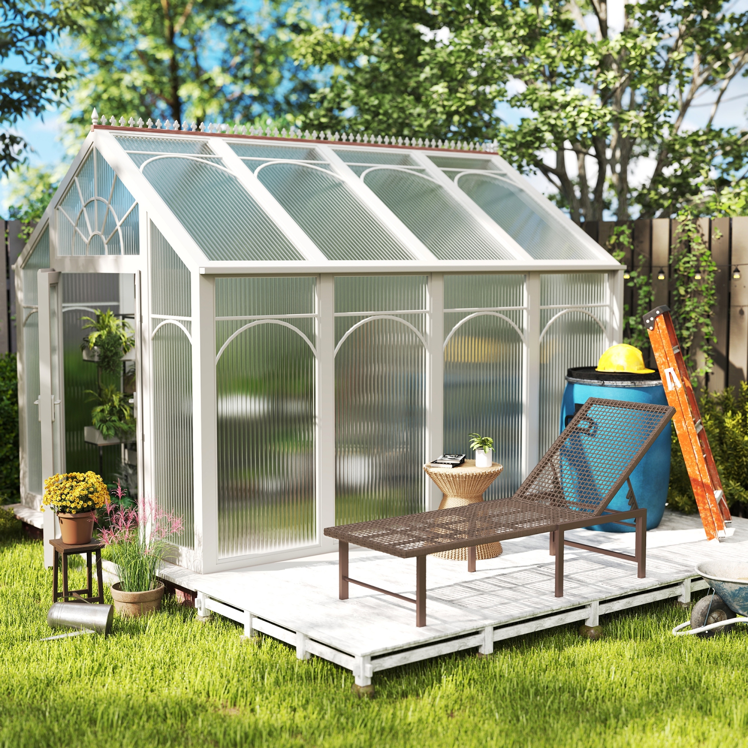 Outsunny Wicker Chaise Lounge Chair Outdoor Patio Lounger with 5 Adjustable Backrest, Rattan Reclining Sun Tanning Chair with Steel Frame for Garden