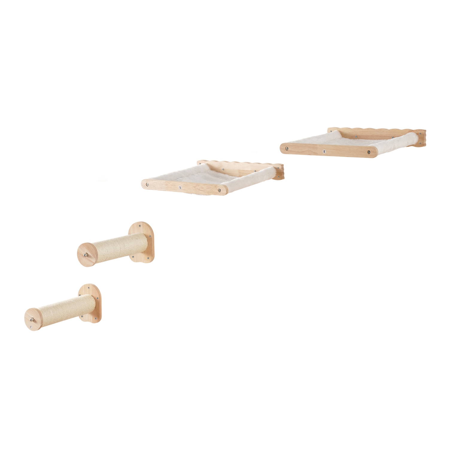 VEVOR Wall Mounted Cat Shelves, Cat Wall Shelves and Perches with Jumping Posts & Hammocks, Cat Furniture Set up to 40 lbs, Removable & Washable