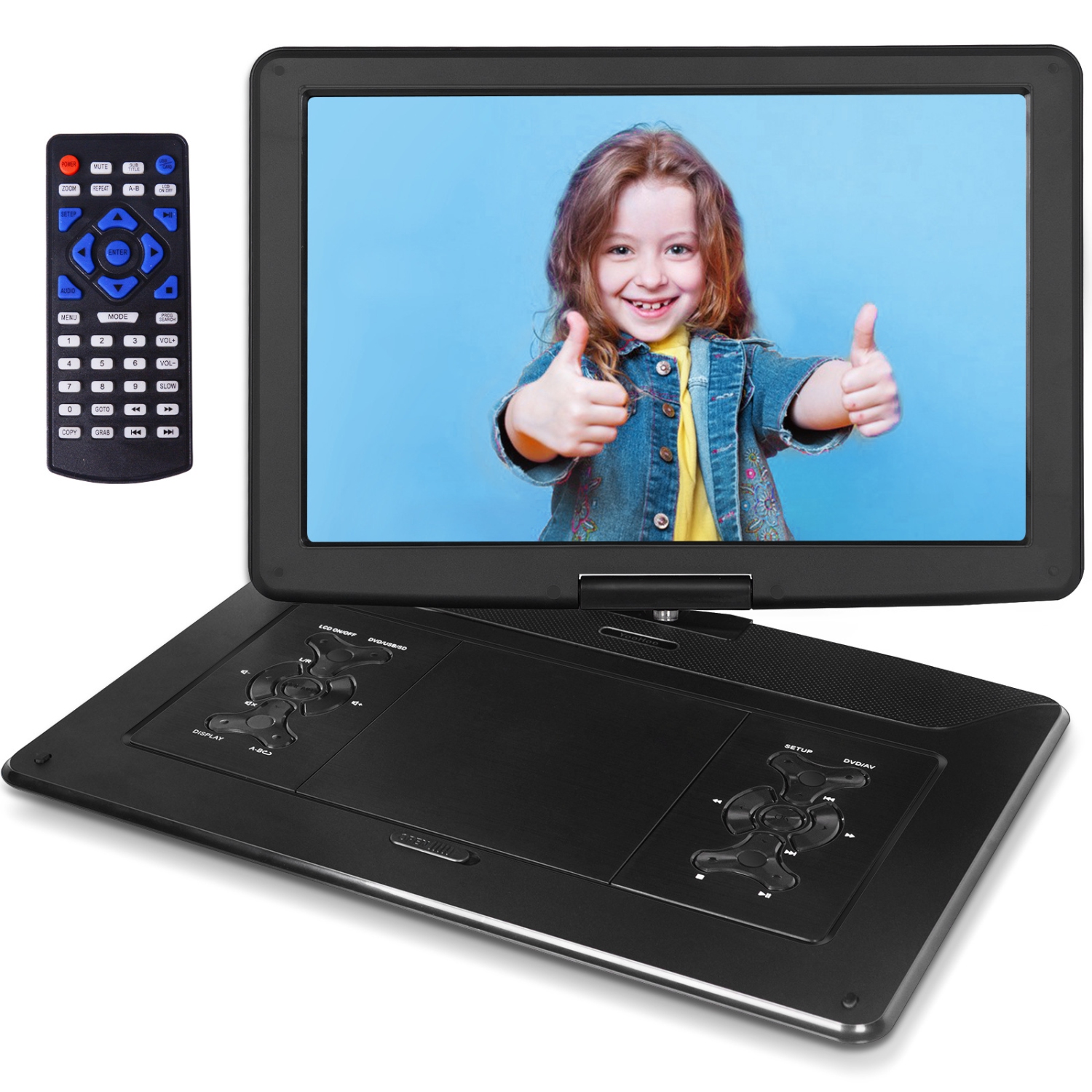 17.9" Portable DVD Players with Large Screen,15.6" Swivel HD Screen DVD Player with Dual Speaker,Portable DVD Player,Last Memory,Support USB/SD Card/Sync TV