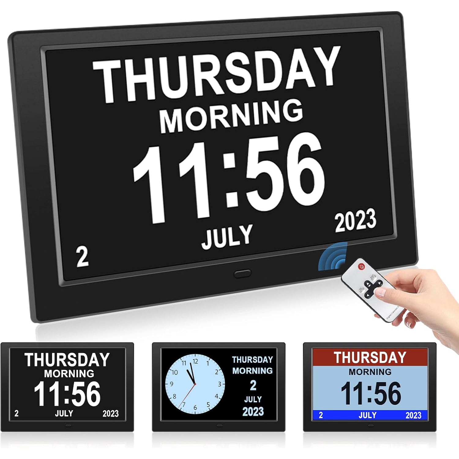 Horloge avec calendrier, horloge numérique avec date, grande horloge LCD de 10&nbsp;po, alarme jour et heure, horloge calendrier pour perte de