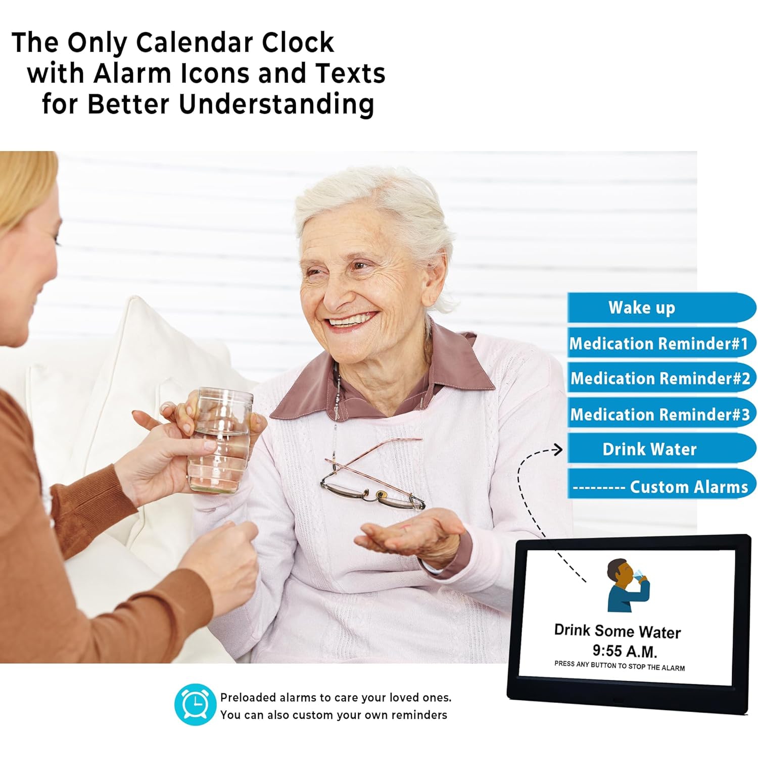 Horloge avec calendrier, horloge numérique avec date, grande horloge LCD de 10&nbsp;po, alarme jour et heure, horloge calendrier pour perte de