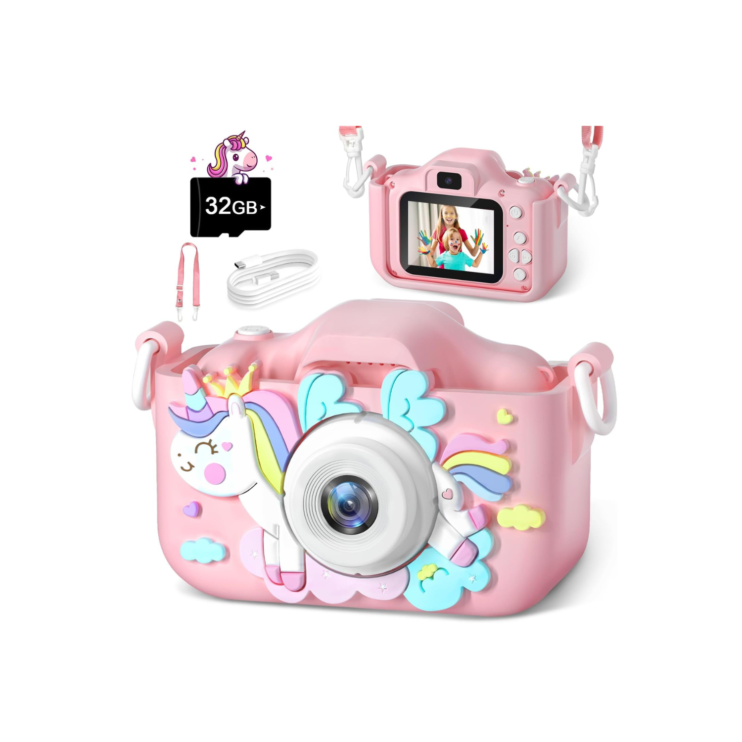 Anesky Kids Camera, 1080P HD Kid Digital Camera with 32GB TF Card, Educational Learning Toys for Ages 5-7, Best Christmas & Birthday Gift for Boys &