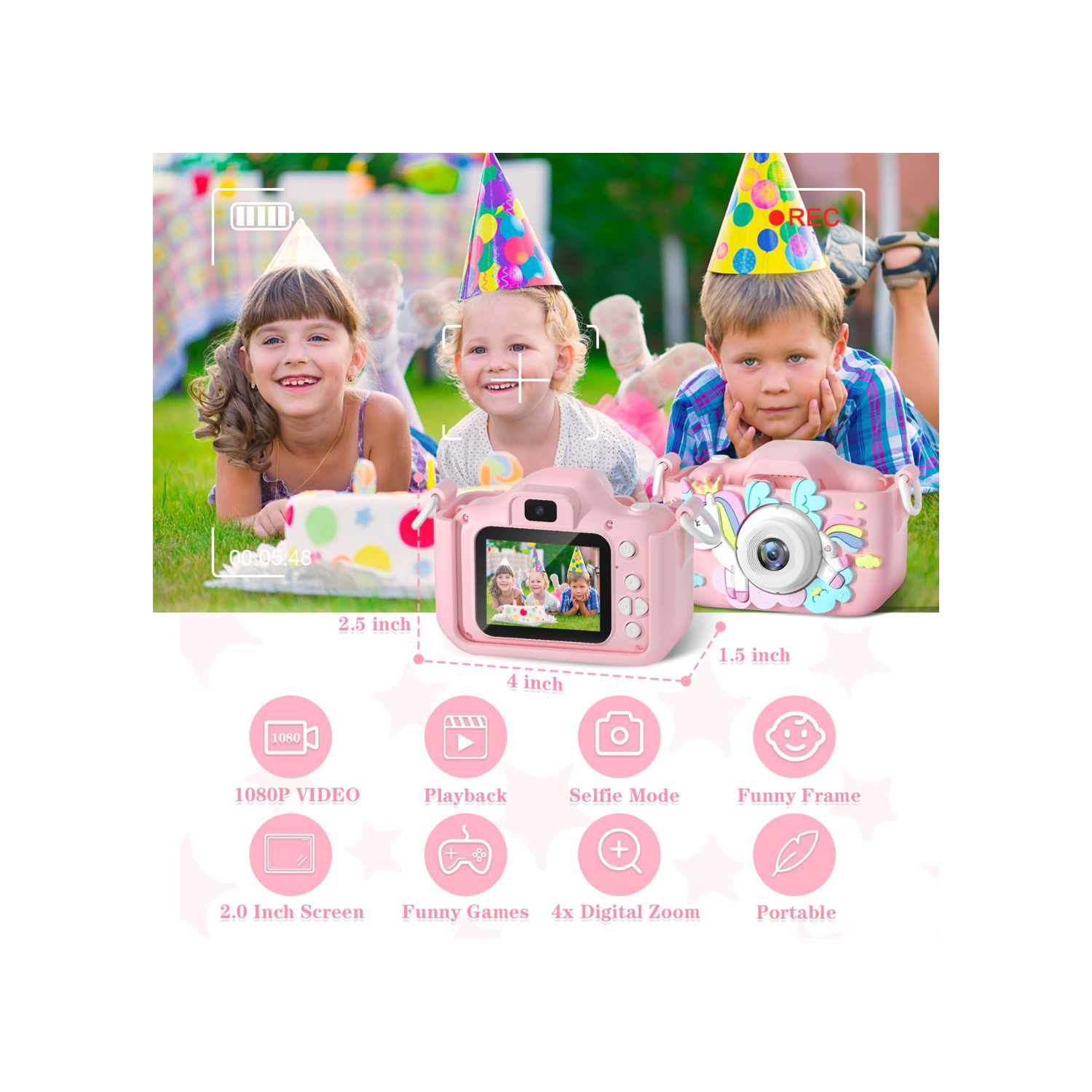 Anesky Kids Camera, 1080P HD Kid Digital Camera with 32GB TF Card, Educational Learning Toys for Ages 5-7, Best Christmas & Birthday Gift for Boys &