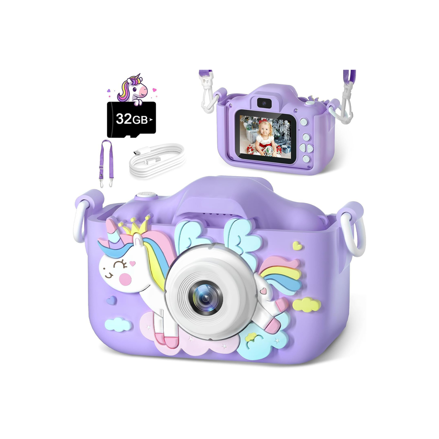 Anesky Kids Camera, 1080P HD Kid Digital Camera with 32GB TF Card, Educational Learning Toys for Ages 5-7, Best Christmas & Birthday Gift for Boys &