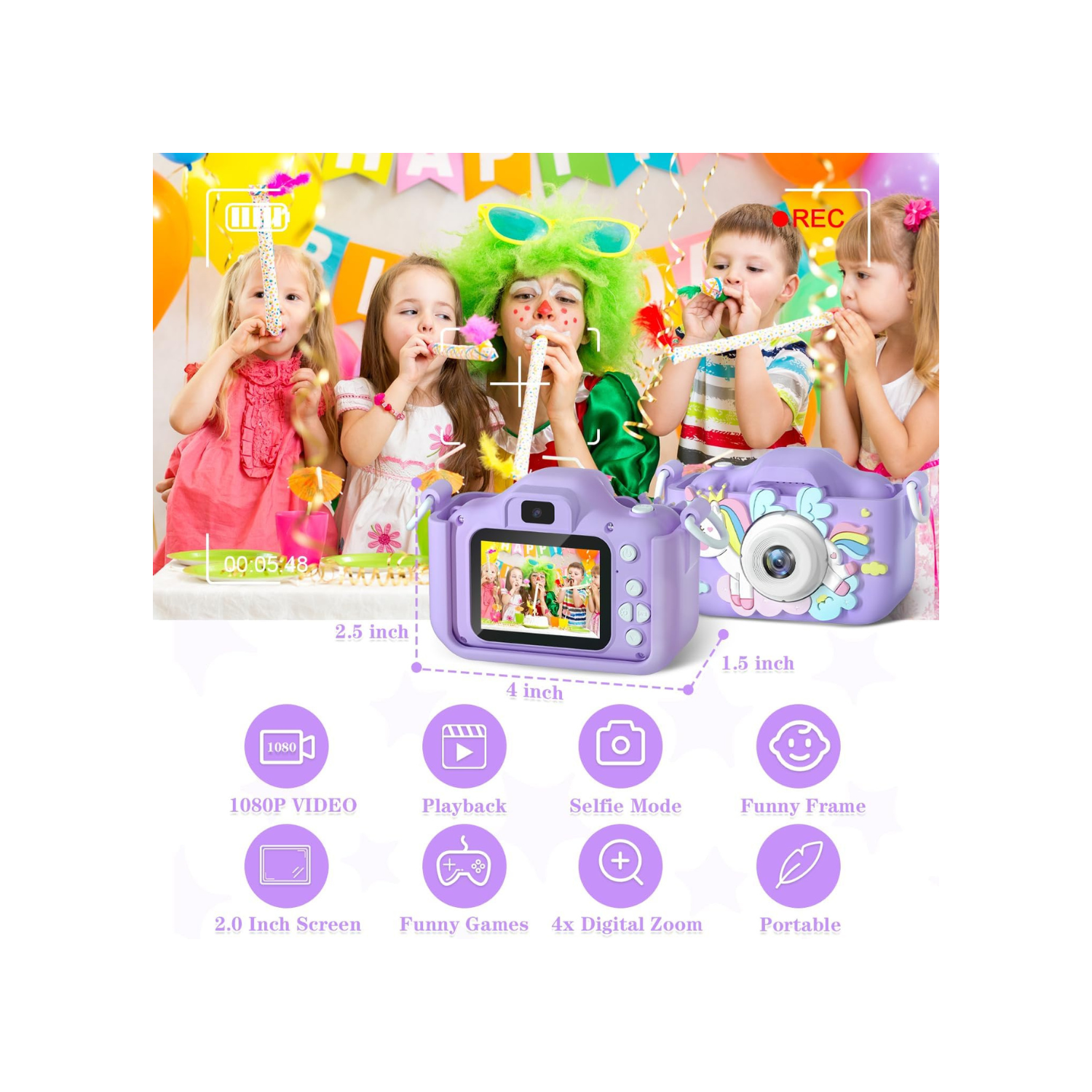 Anesky Kids Camera, 1080P HD Kid Digital Camera with 32GB TF Card, Educational Learning Toys for Ages 5-7, Best Christmas & Birthday Gift for Boys &