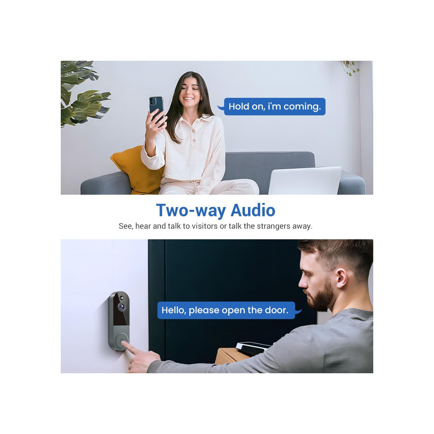 1080P Smart Video Doorbell Camera with Chime, Intelligent AI Human Detection, Cloud Storage, Two-Way Audio, IR Night Vision, Live View, Wide Angle