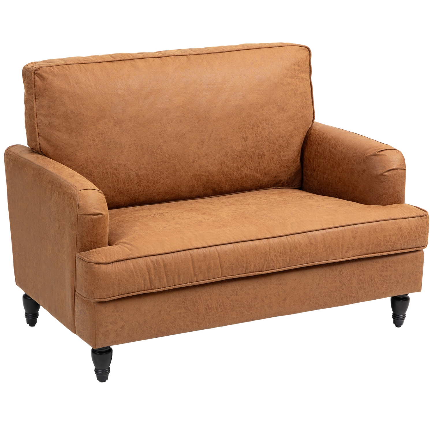 HOMCOM Oversized Accent Chair, 45" Upholstered Leathaire Armchair with Turned Legs and Wide Seat, Comfy Chair for Living Room, Bedroom, Brown