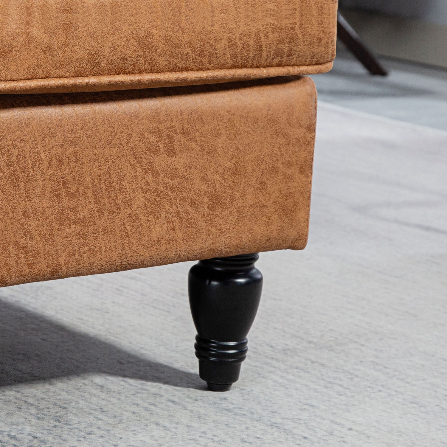 HOMCOM Oversized Accent Chair, 45" Upholstered Leathaire Armchair with Turned Legs and Wide Seat, Comfy Chair for Living Room, Bedroom, Brown