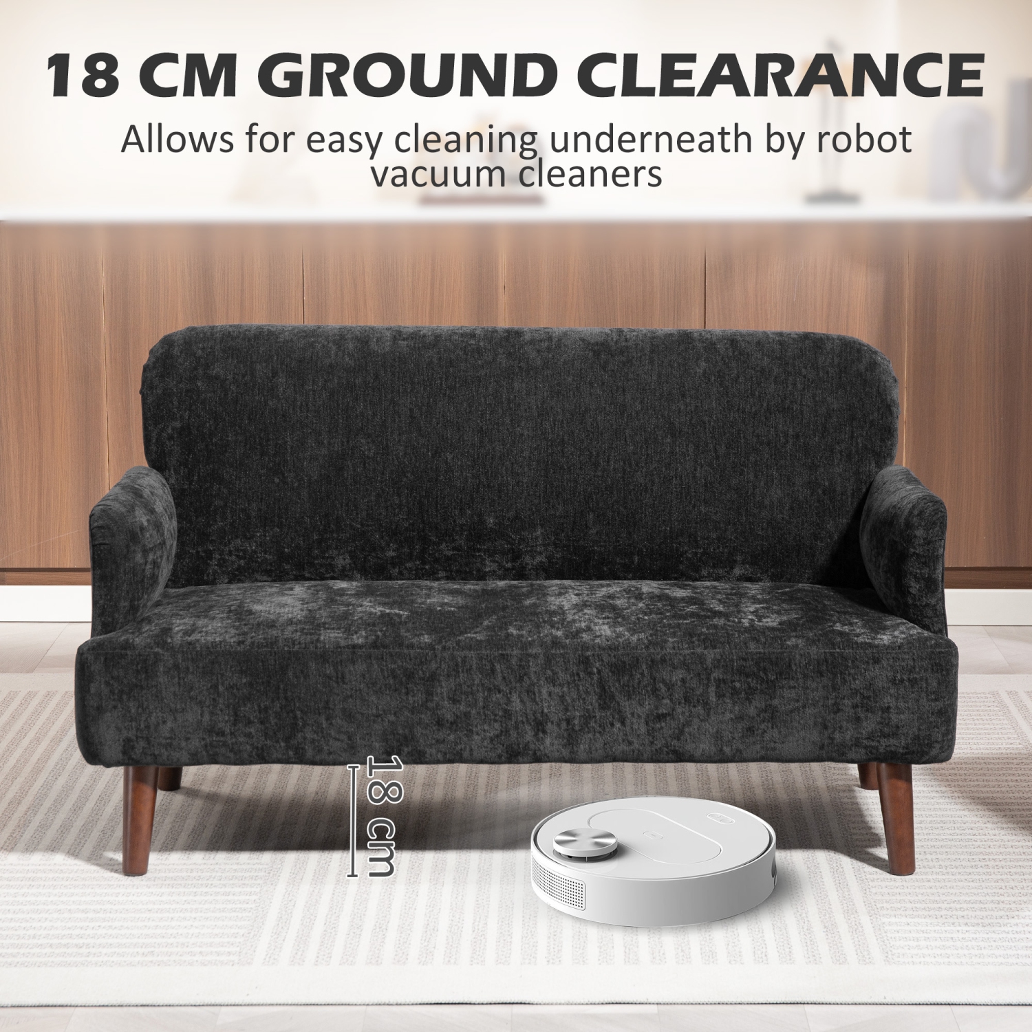 HOMCOM 55" Loveseat Sofa, 2 Seater Velvet Sofa Couch with 8.3" Thick Padding and Rubber Wood Legs, Upholstered Love Seat for Living Room, Bedroom,