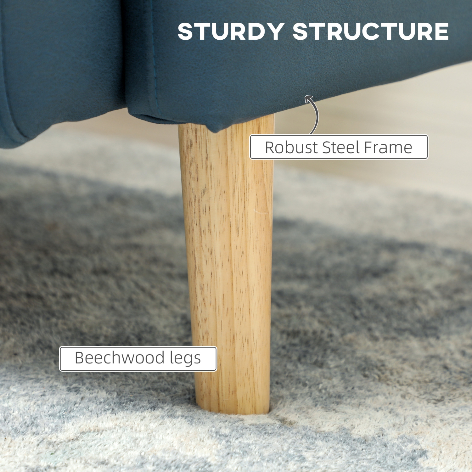 HOMCOM 58" Loveseat Sofa for Bedroom, Modern Love Seats Furniture, Upholstered 2 Seater Couch with 2 Tufted Back Cushion, Steel Frame and Beech Wood